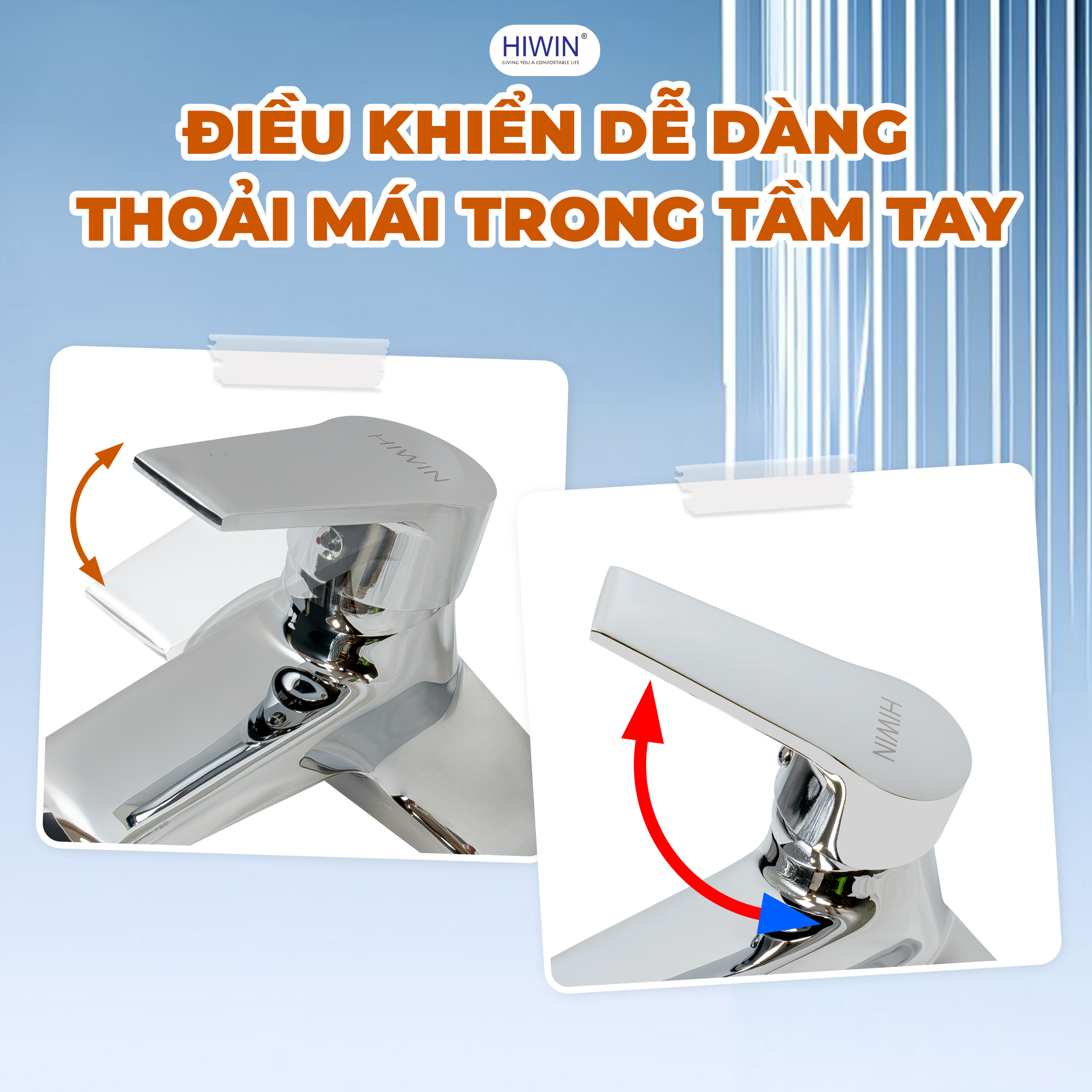 Tay gạt điều chỉnh nước nóng lạnh mượt mà
