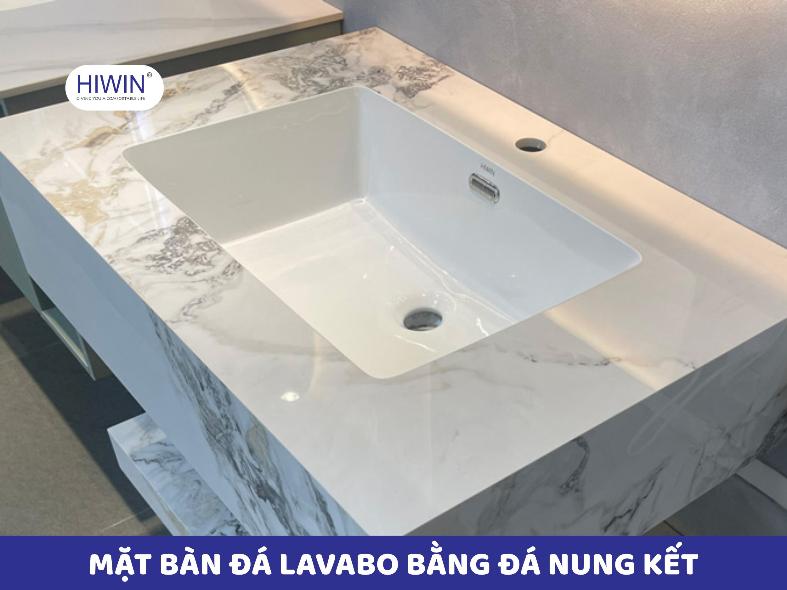 Mặt bàn đá lavabo thường được làm bằng chất liệu đá nung kết