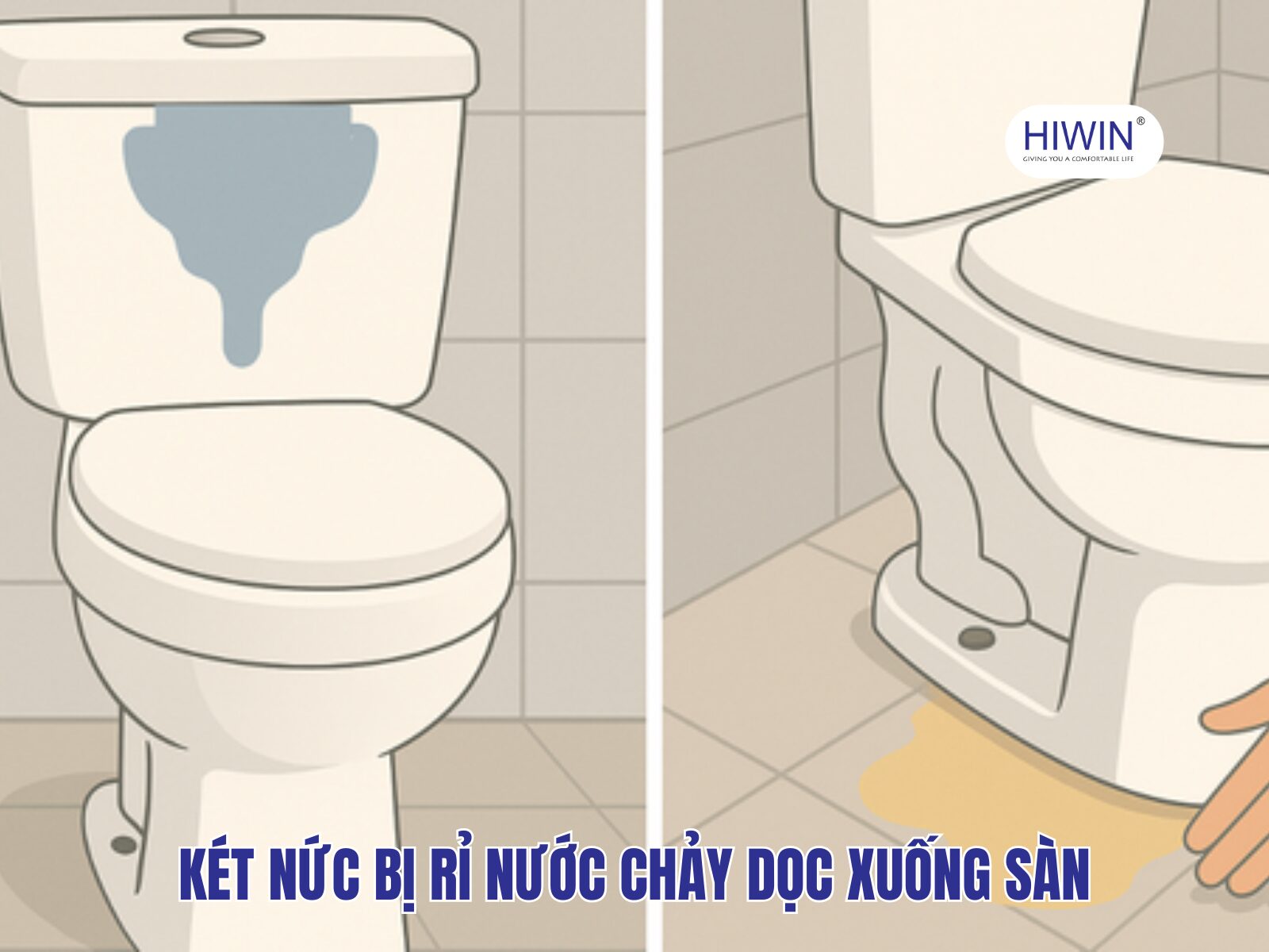 Két nước bị rỉ nước khiến người dùng nhầm dân bồn cầu bị rỉ ở chân