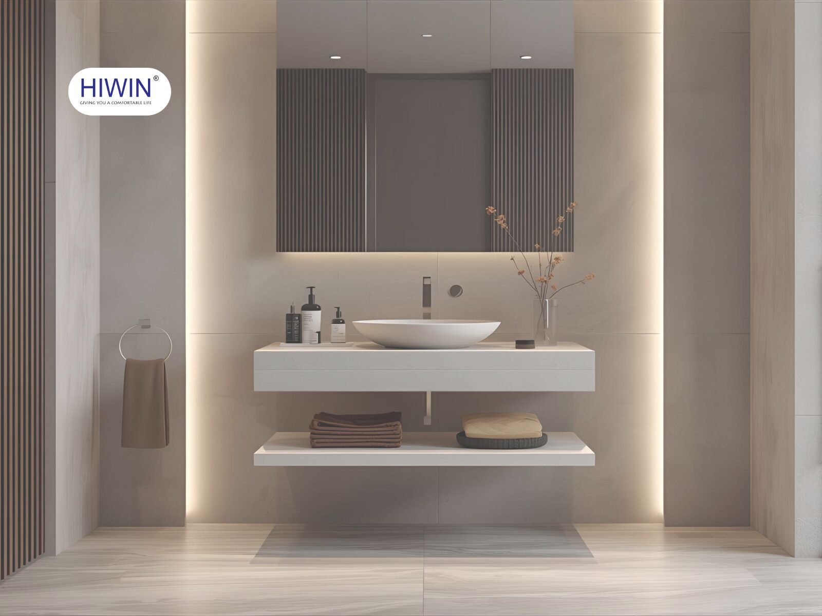 Bàn đá lavabo 2 tầng tiện lợi