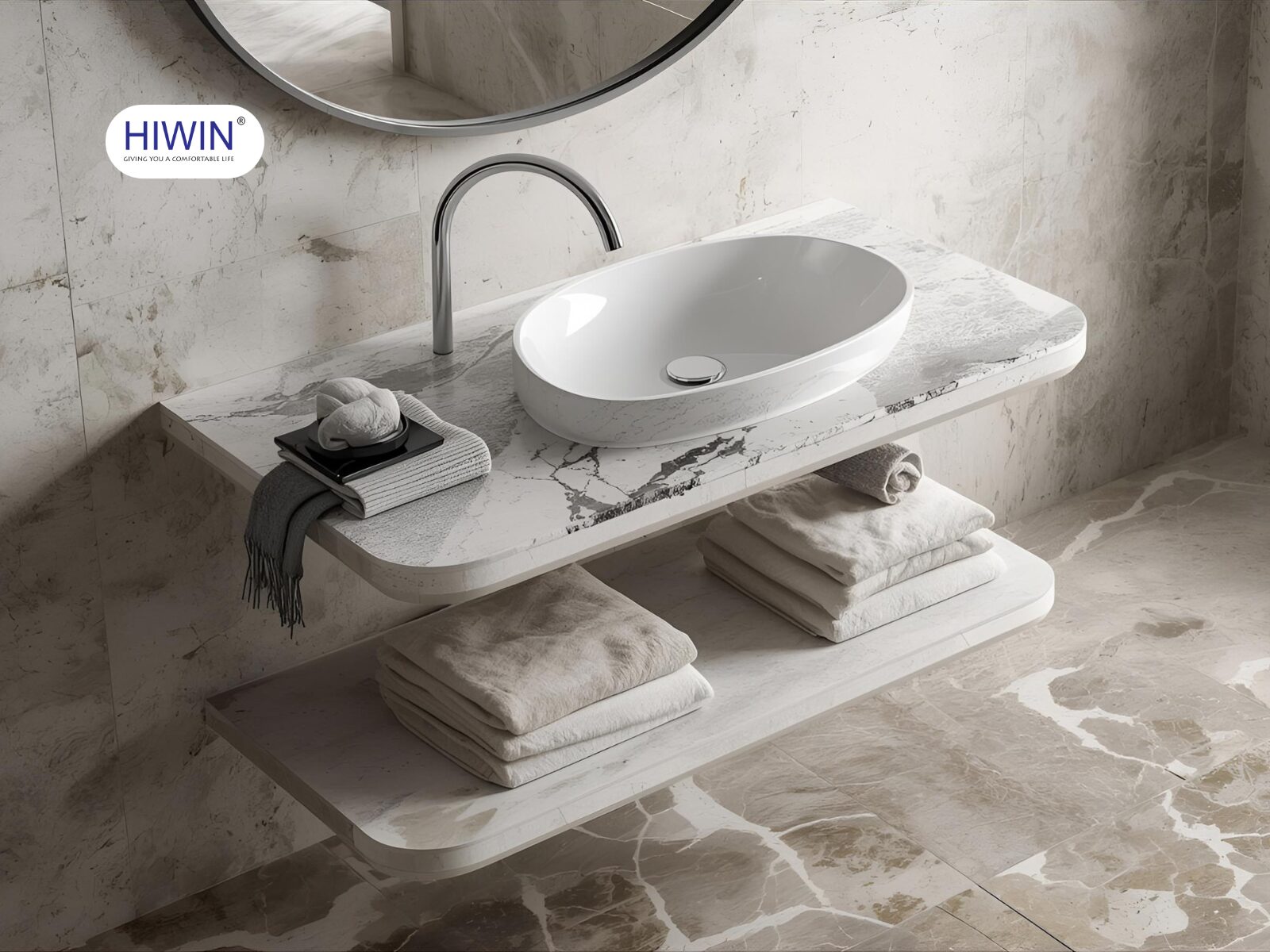 Chậu đặt dương bàn dễ dàng kết hợp với nhiều kiểu bàn đá