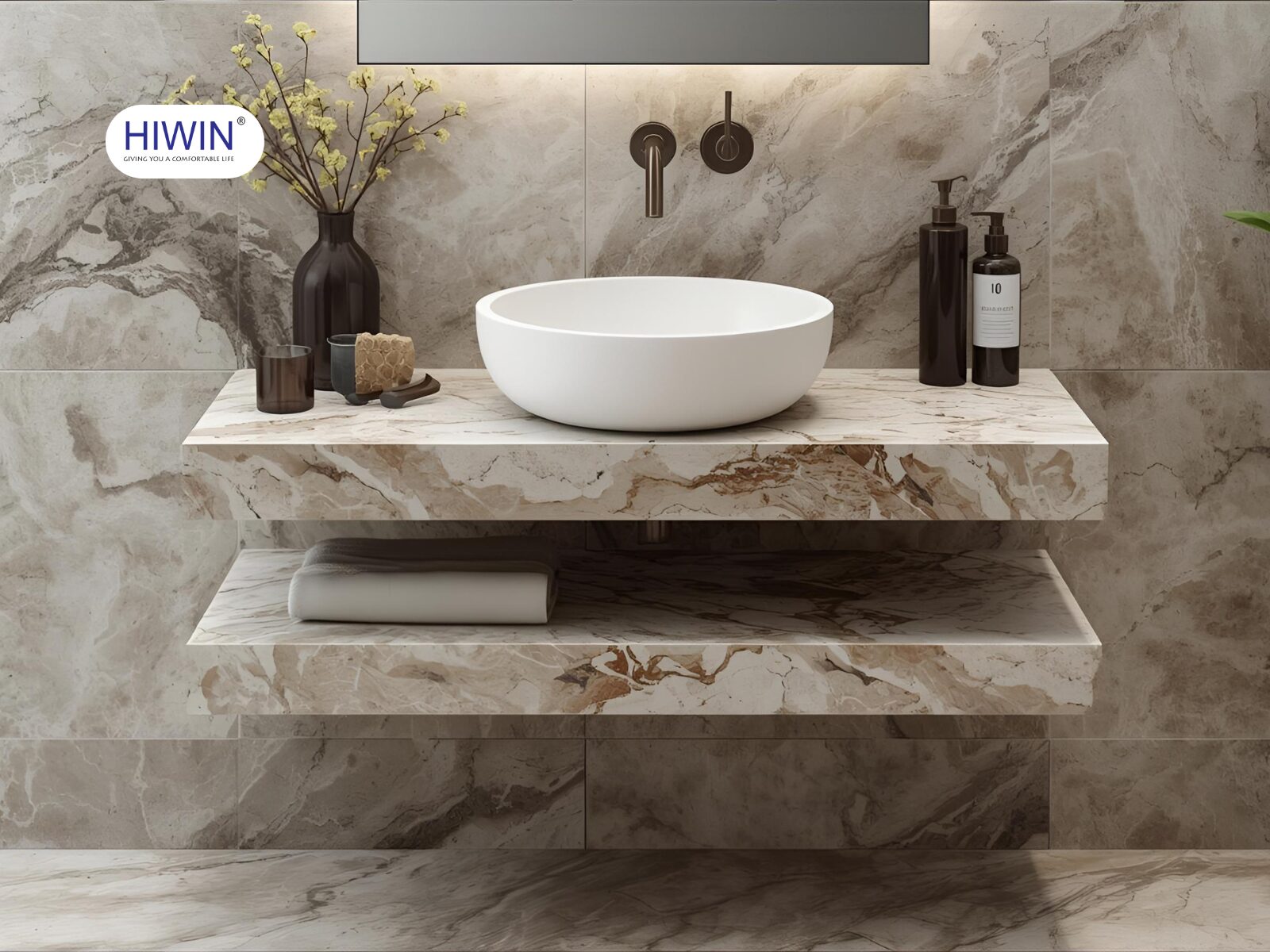 Đường hoa văn họa tiết trên bàn đá lavabo mang lại dấu ấn riêng