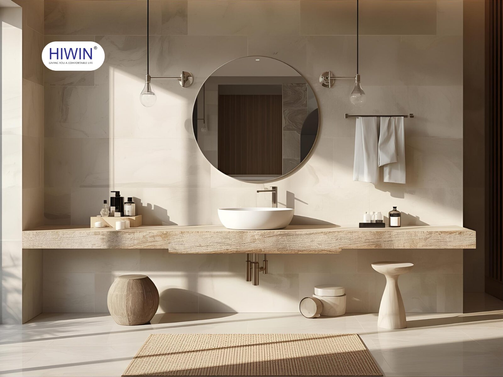 Thiết kế bàn lavabo đẹp 1 tầng tối giản