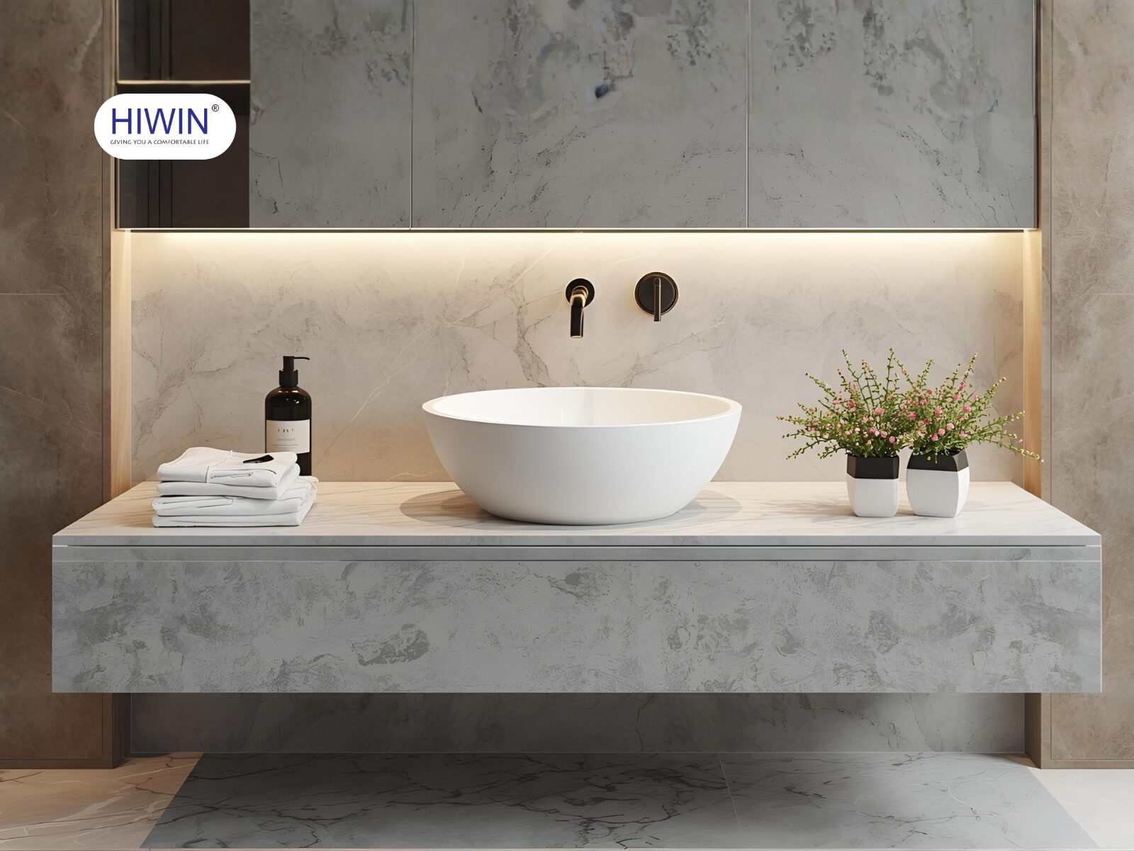 Mẫu bàn lavabo đẹp 1 tầng tối ưu không gian