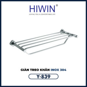 Vắt khăn giàn inox 304 Hiwin Y-839 bề mặt xước mờ cao cấp