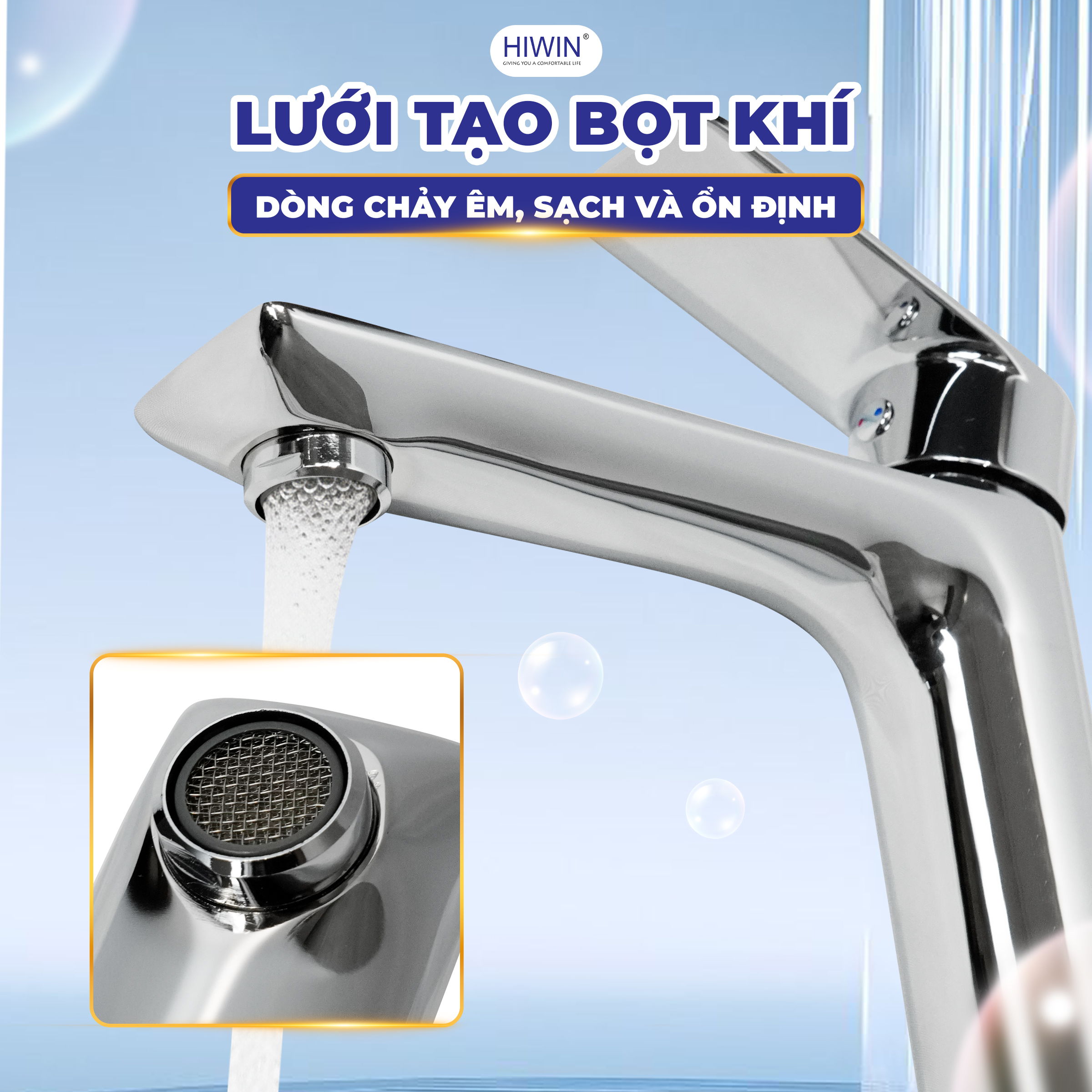 Lưới tạo bọt khí cho dòng nước êm nhẹ và tiết kiệm nước hiệu quả