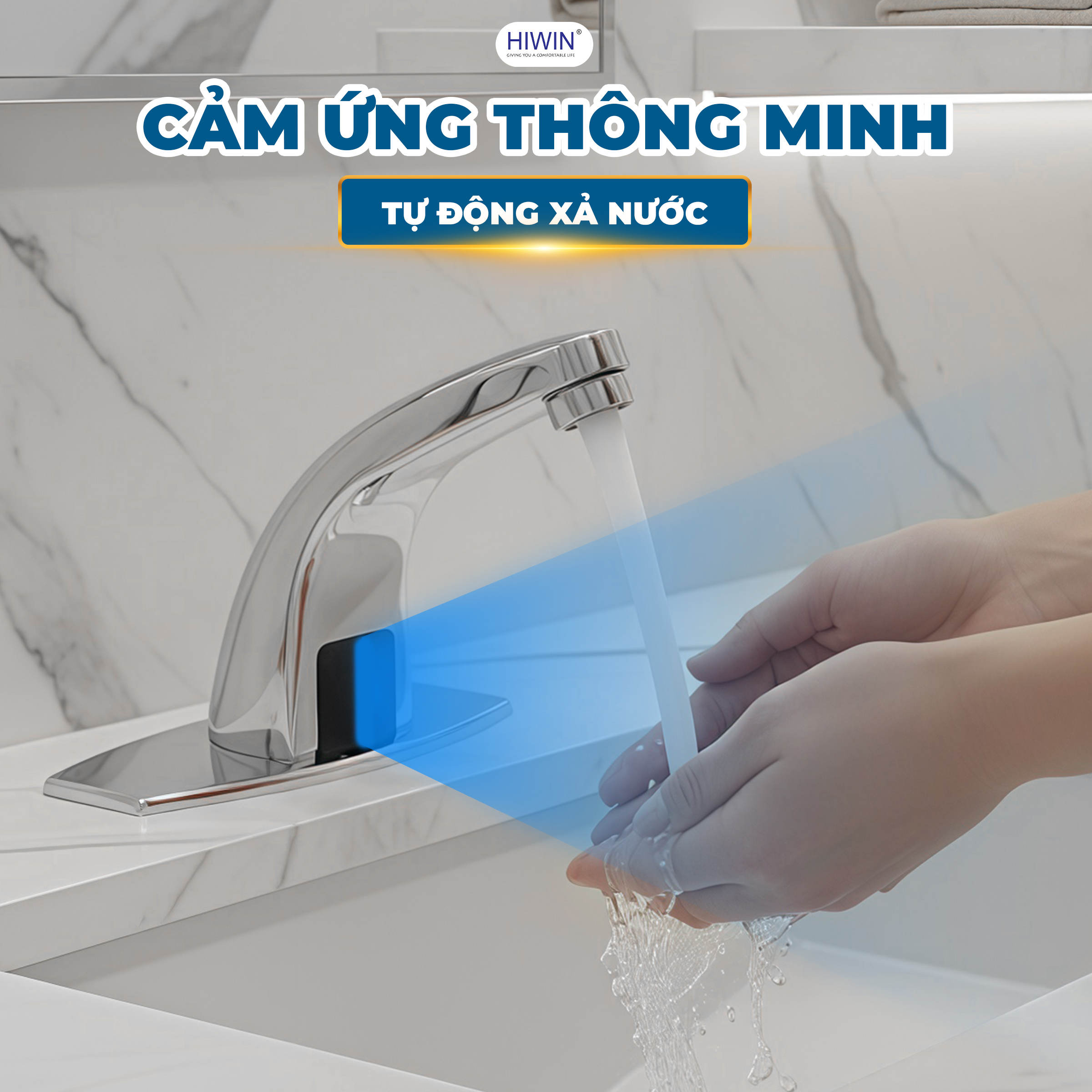 Vòi cảm ứng tự động  sử dụng dễ dàng, không cần chạm tay