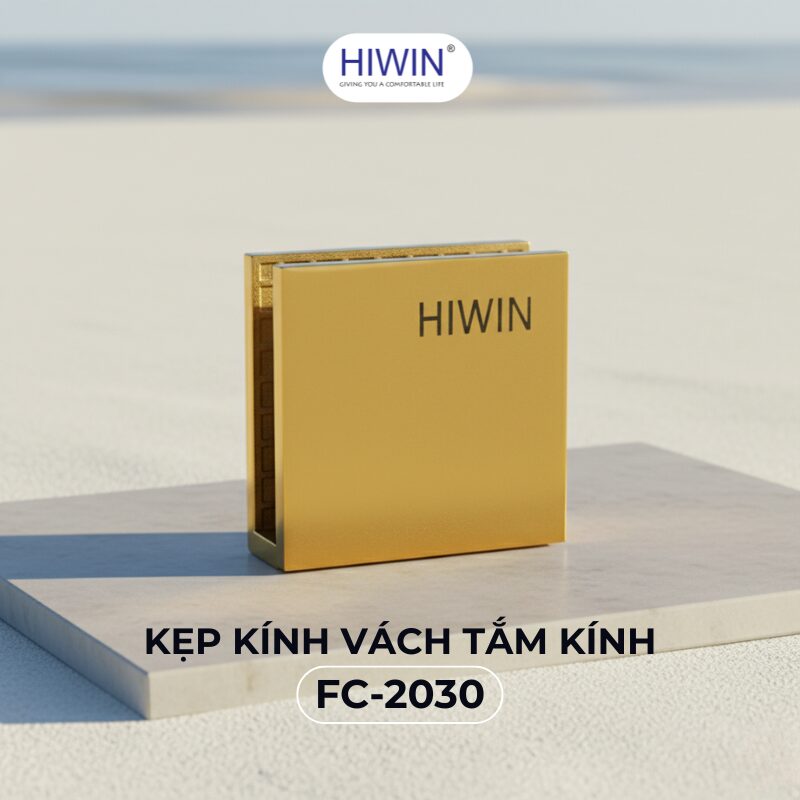 Kẹp kính 0 độ vách tắm kính Hiwin FC-2030 mạ vàng