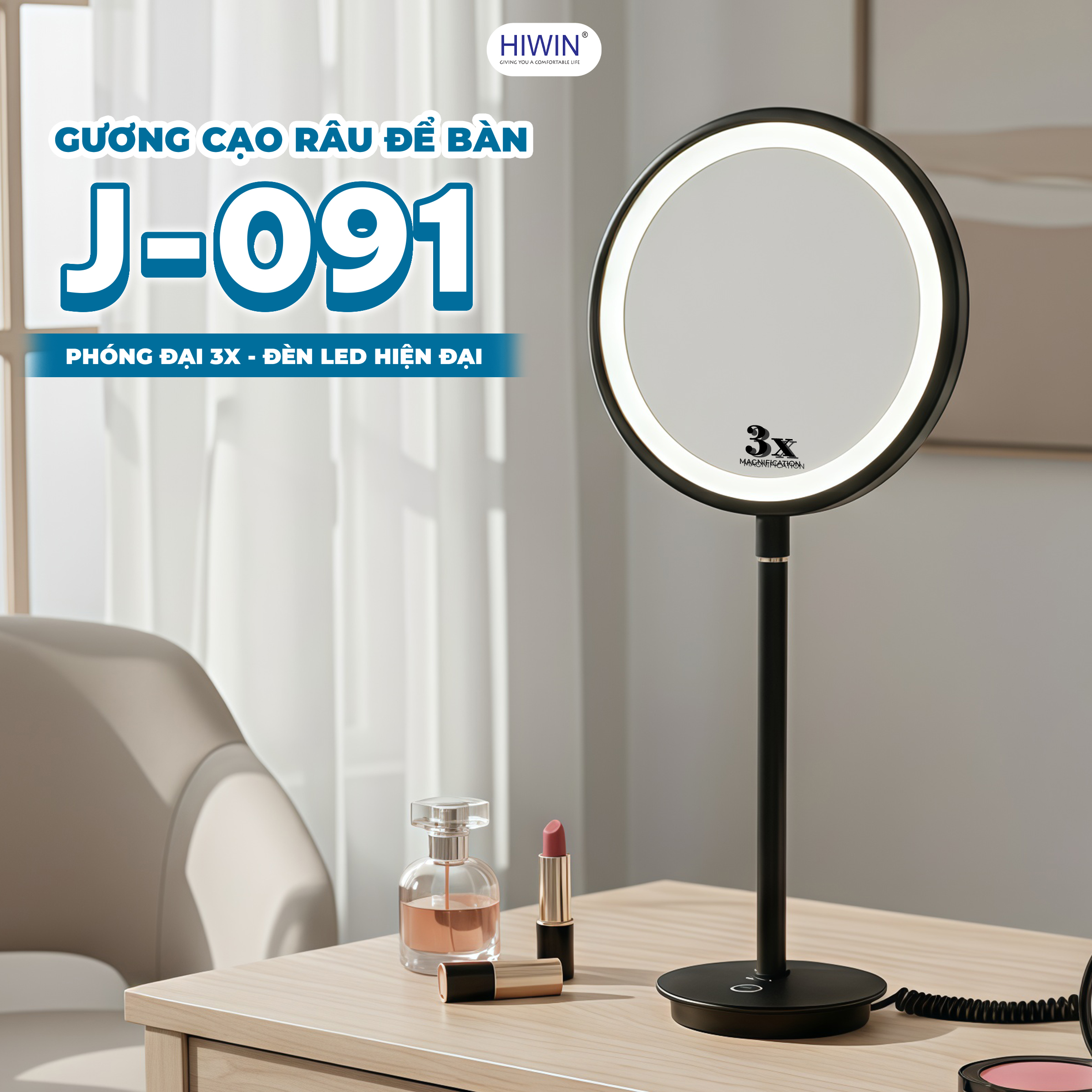 Tổng quan thiết kế gương cạo râu gương trang điểm J-091