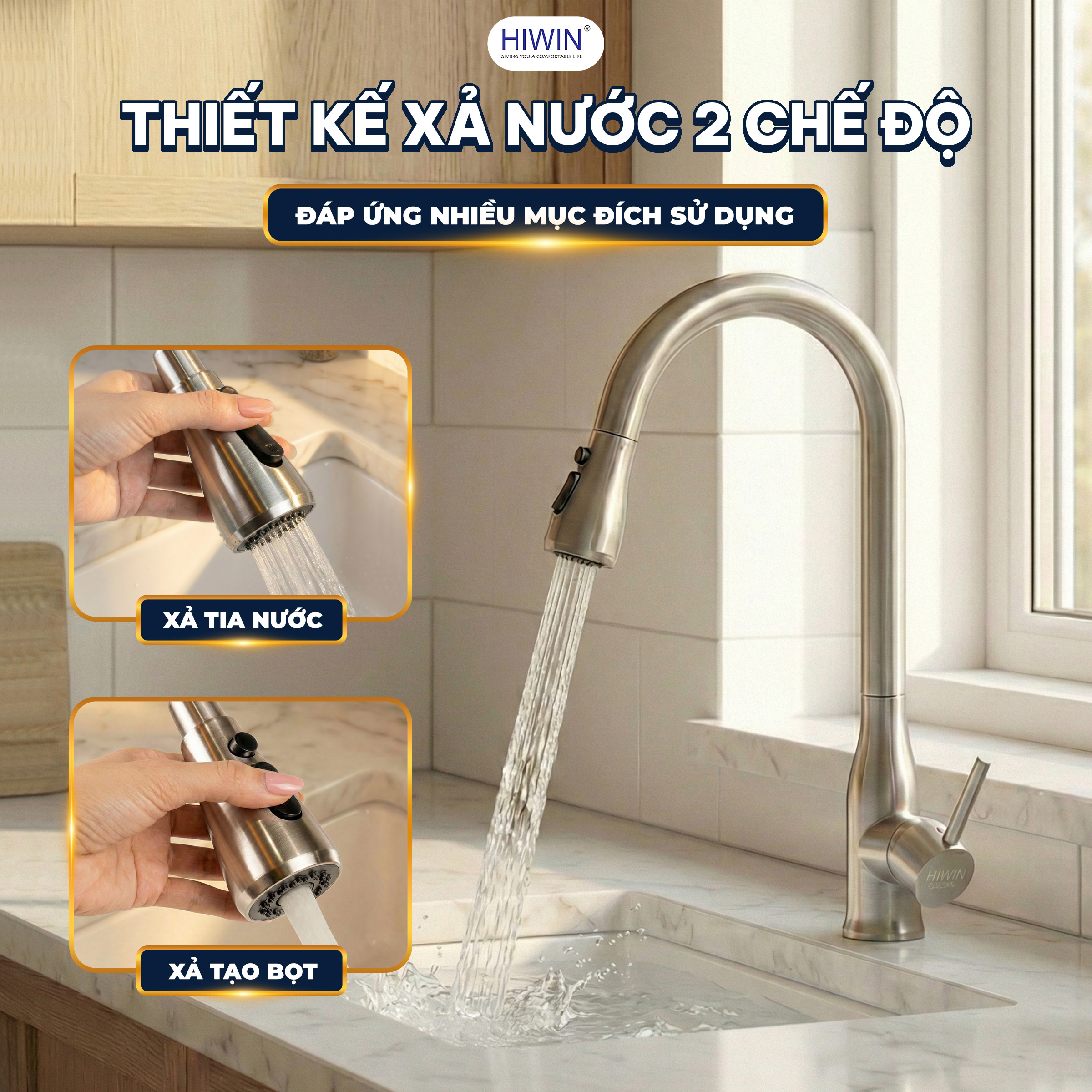 Vòi thiết kế 2 chế độ xả nước