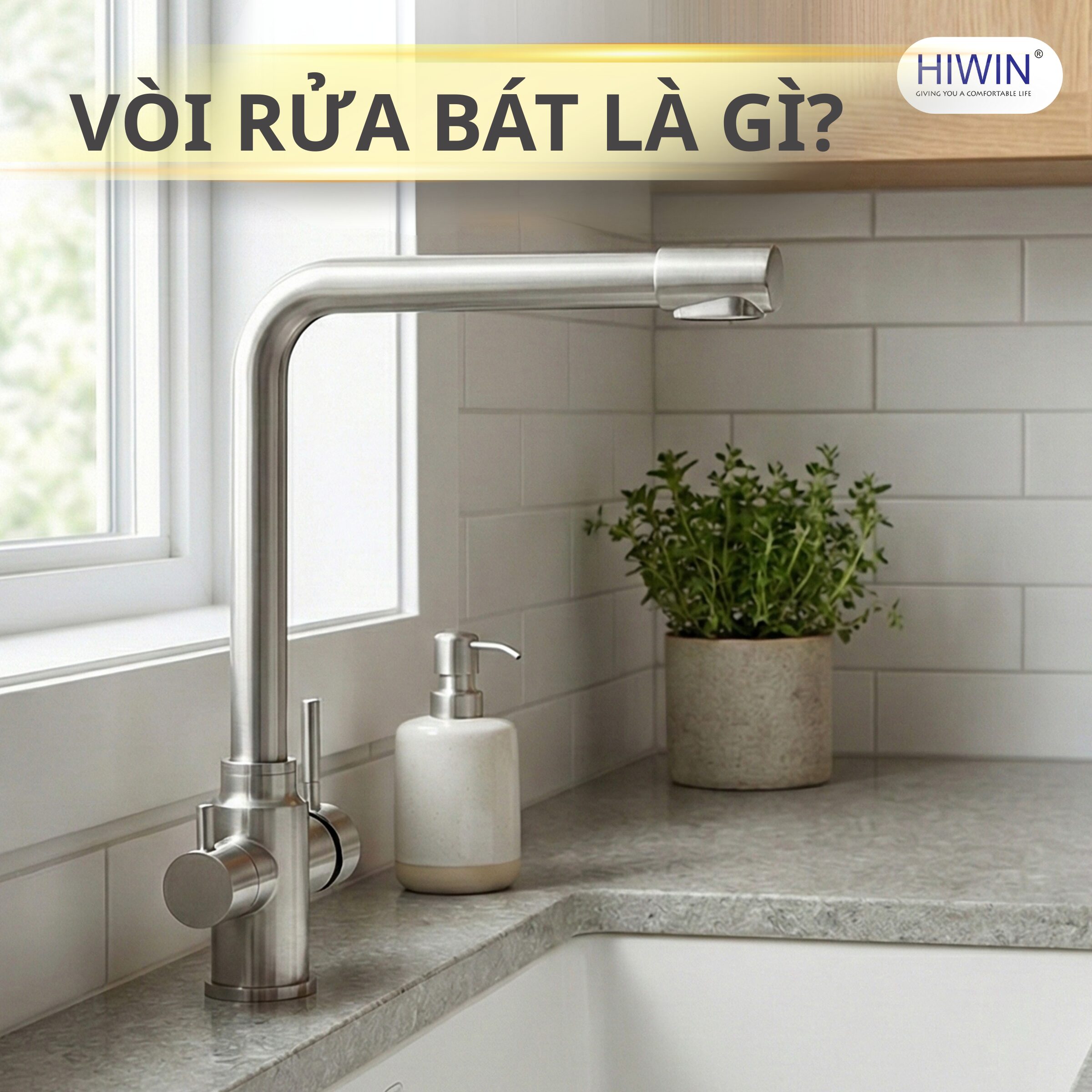 Vòi rửa bát hiện đại trong không gian bếp gia đình sang trọng và tiện nghi