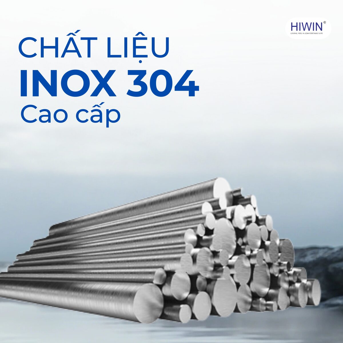 Inox 304 cao cấp, chống gỉ sét và bền bỉ trong môi trường ẩm ướt