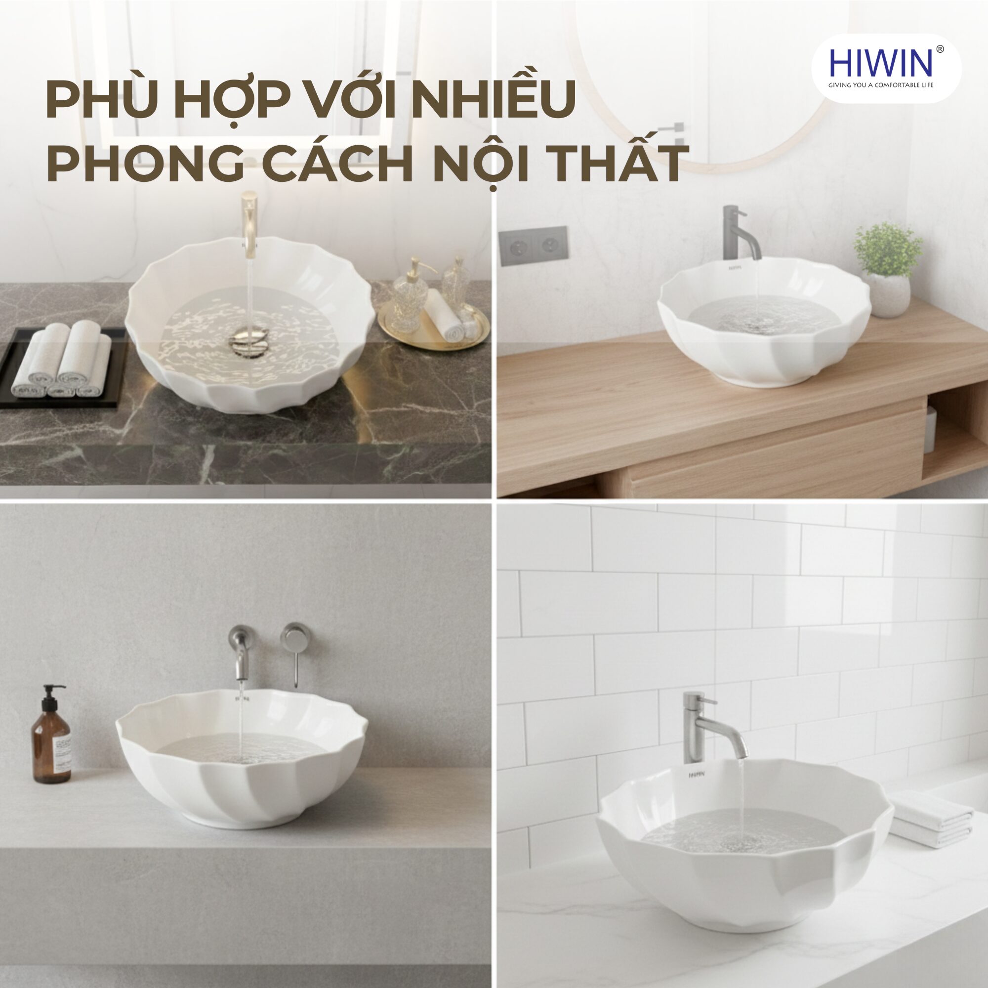 Lavabo đặt bàn LP-8013 phù hợp nhiều phong cách phòng tắm