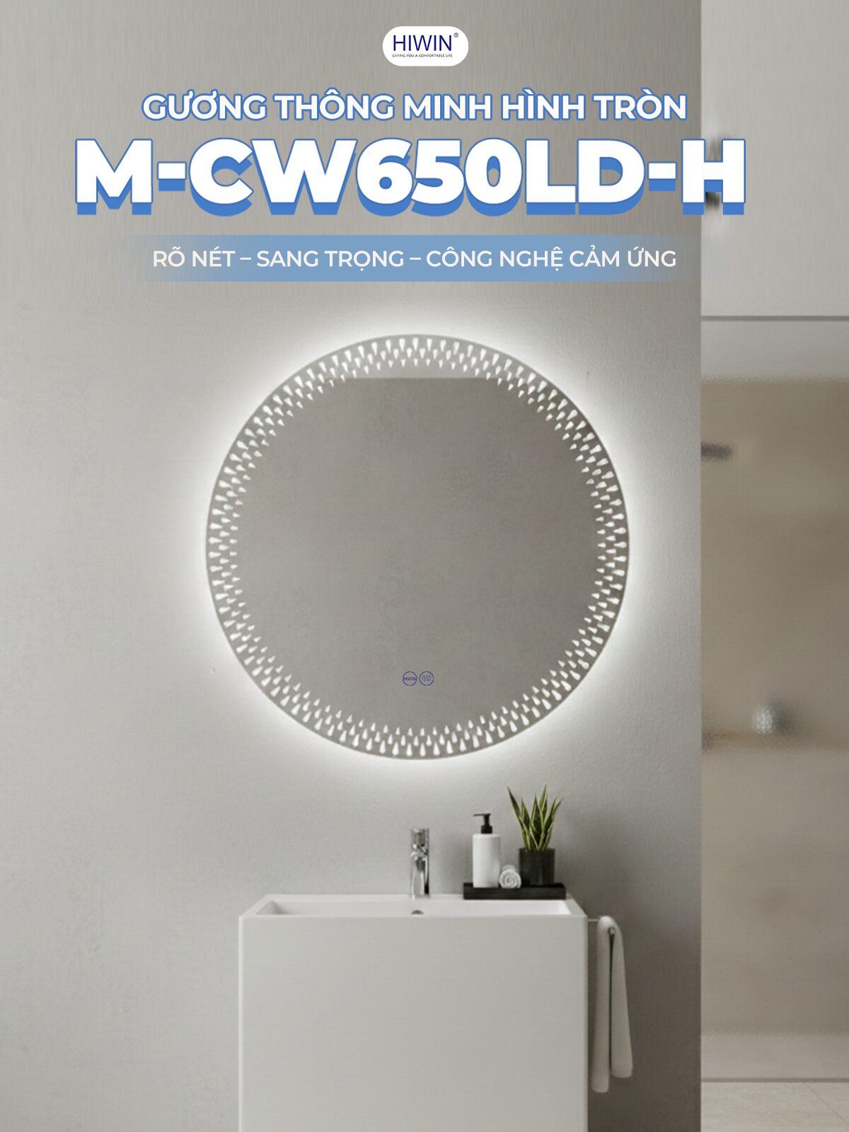 Gương thông minh hình tròn M-CW650LD thiết kế sang trọng cho phòng tắm hiện đại