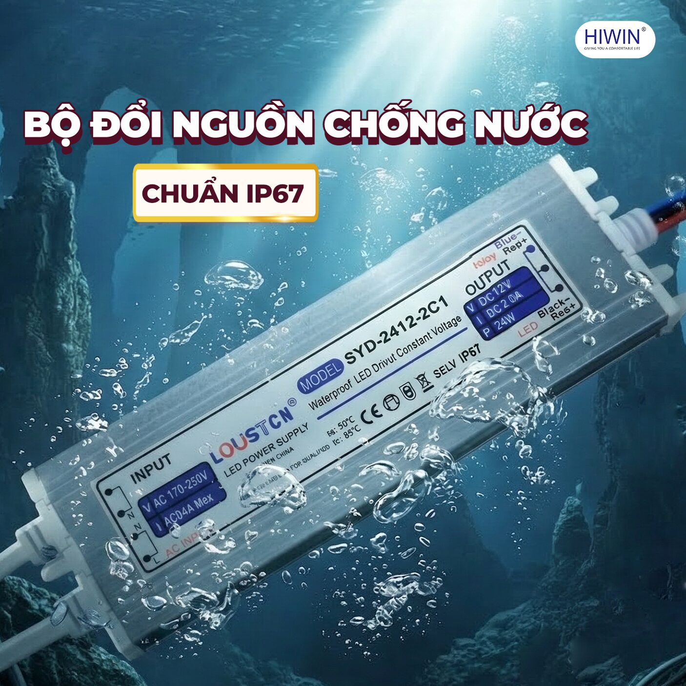 Bộ đổi nguồn IP67 của gương thông minh hình oval giúp tăng độ an toàn khi dùng trong phòng tắm