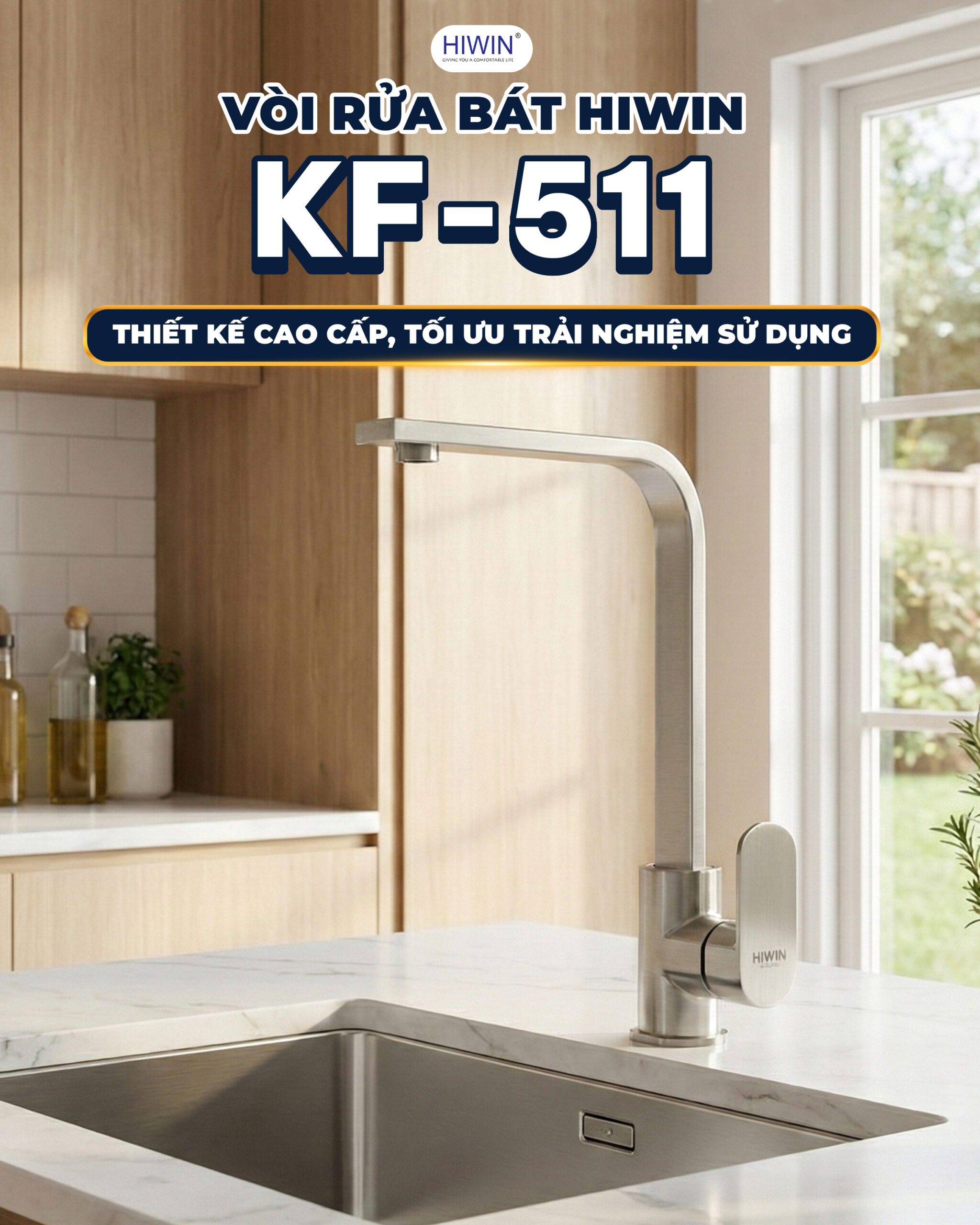 Vòi nóng lạnh gắn chậu, xoay 360 độ tiện lợi