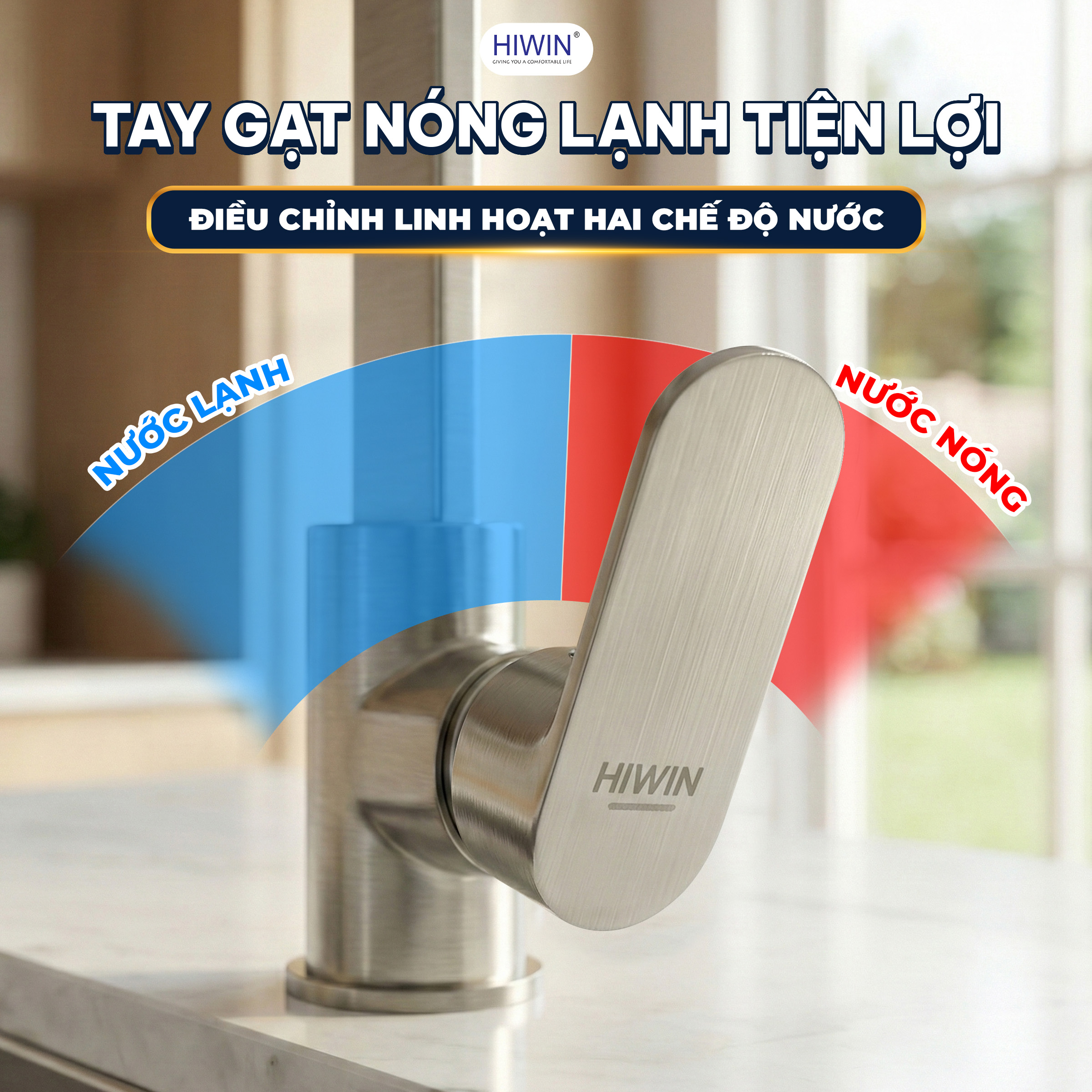 Tay gạt nước thuận tiện với hai chế độ nóng lạnh
