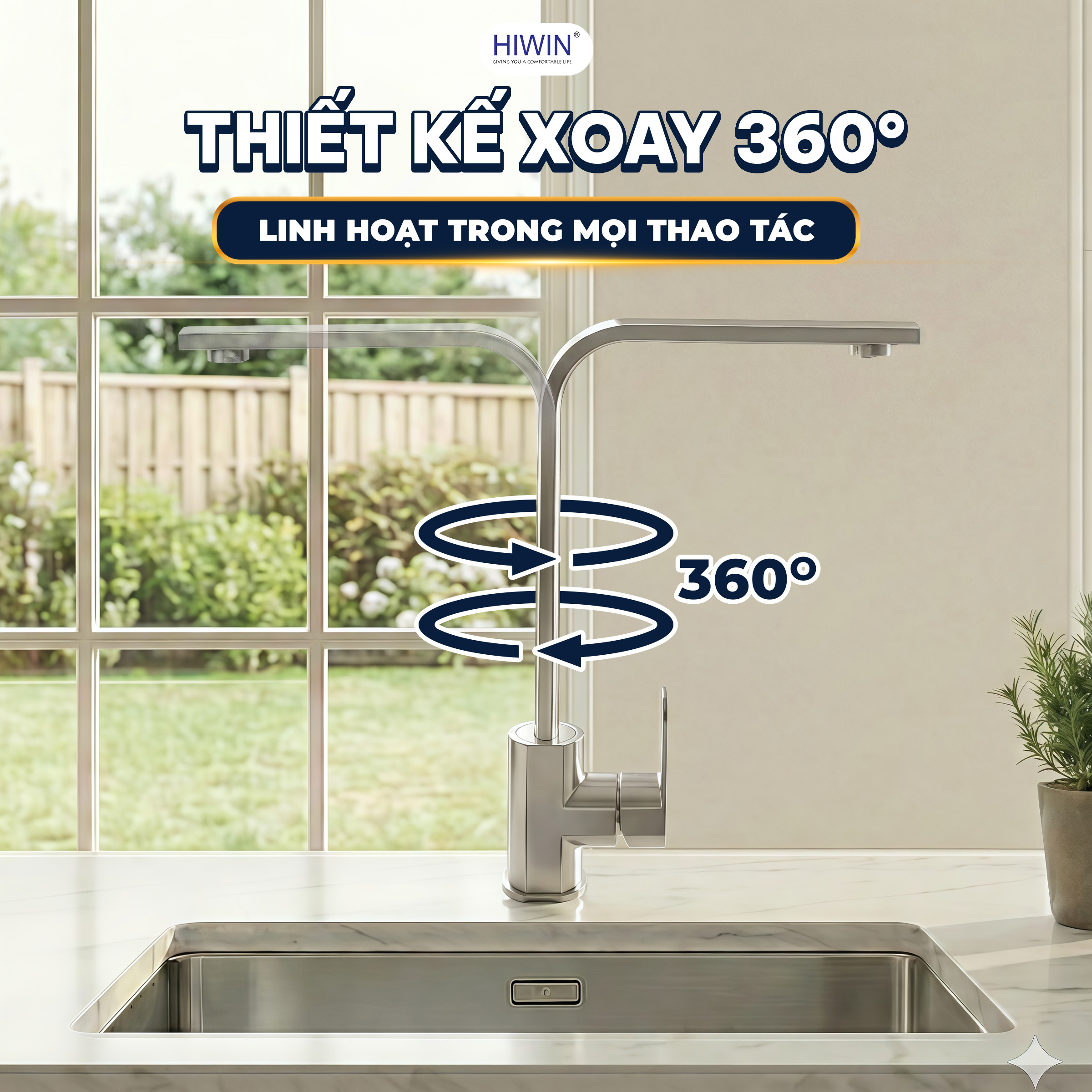 Vòi xoay được 360 độ sử dụng linh hoạt
