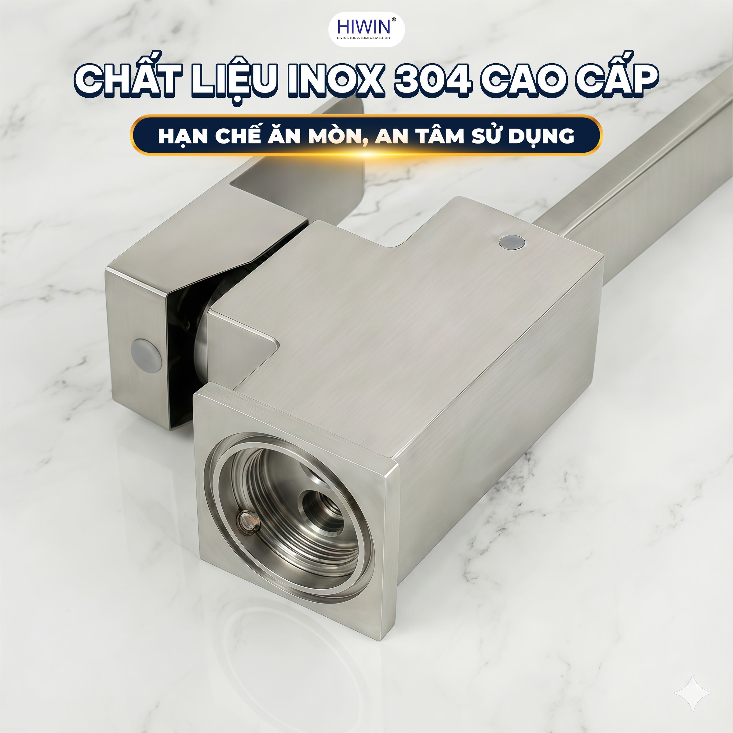 Thân vòi làm từ inox 304 cao cấp chống gỉ
