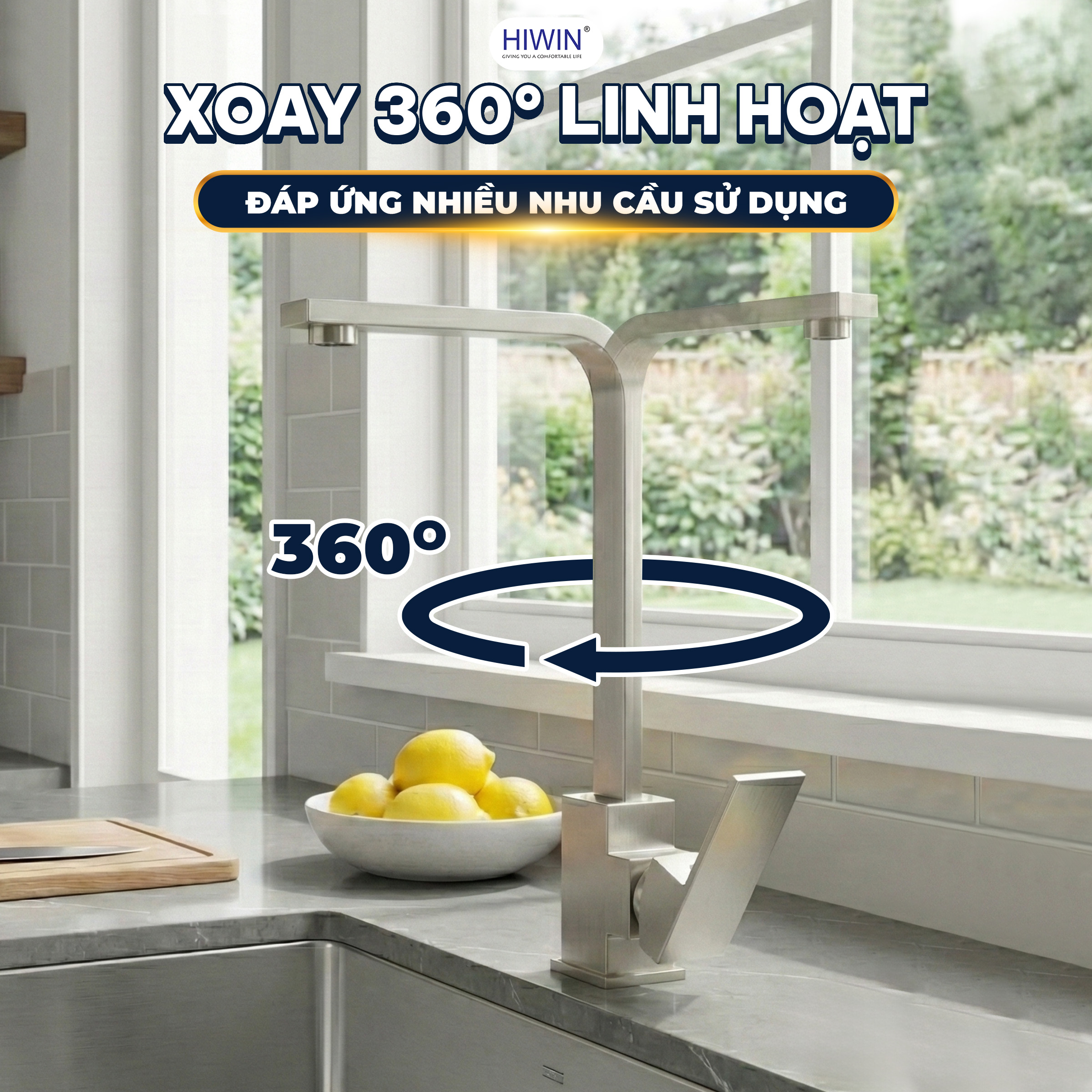Vòi chậu rửa bát KF-511A xoay 360 độ linh hoạt khi sử dụng