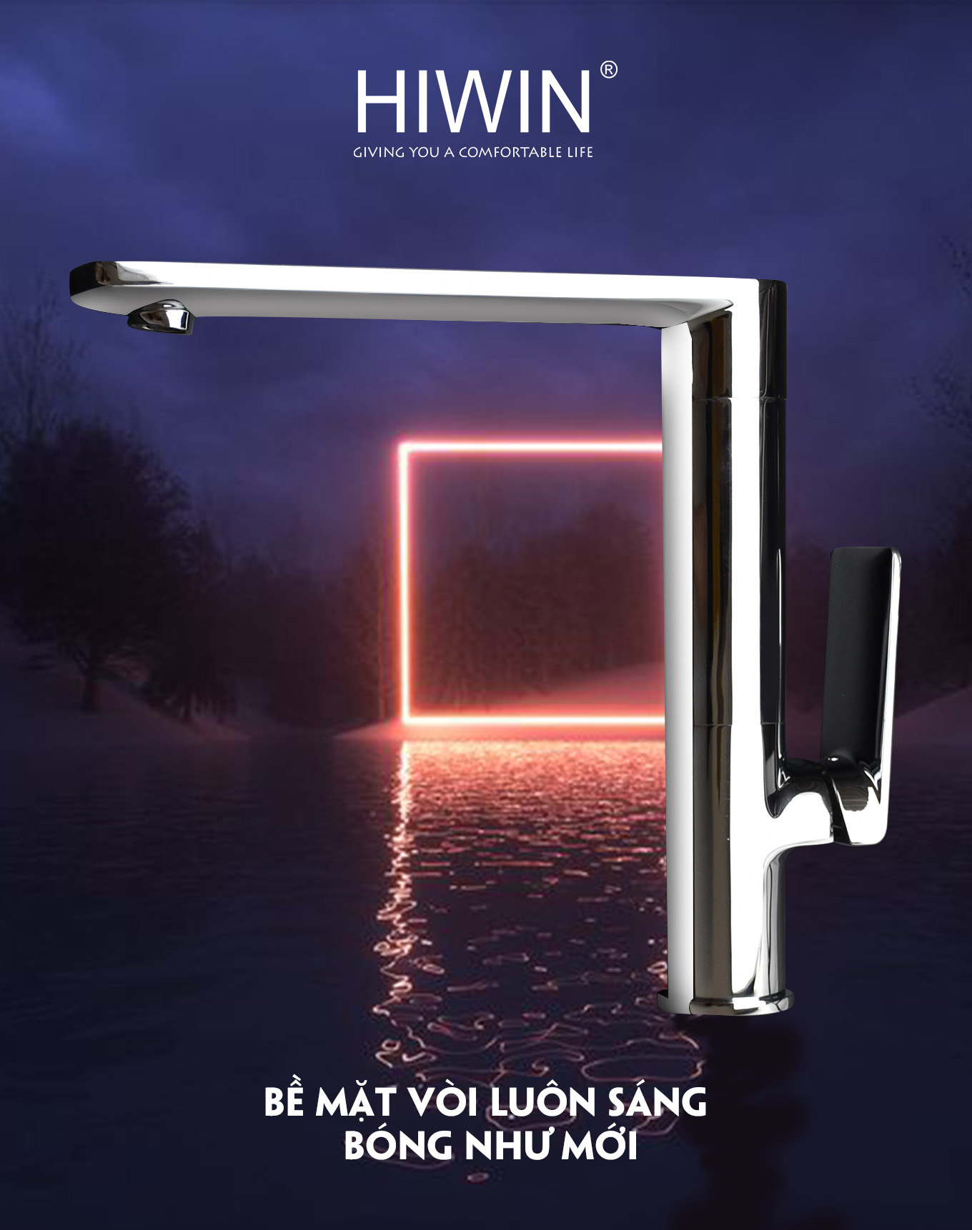 Vòi chậu rửa bát nóng lạnh KF-7121 thiết kế sang trọng, xoay 360 độ tiện lợi