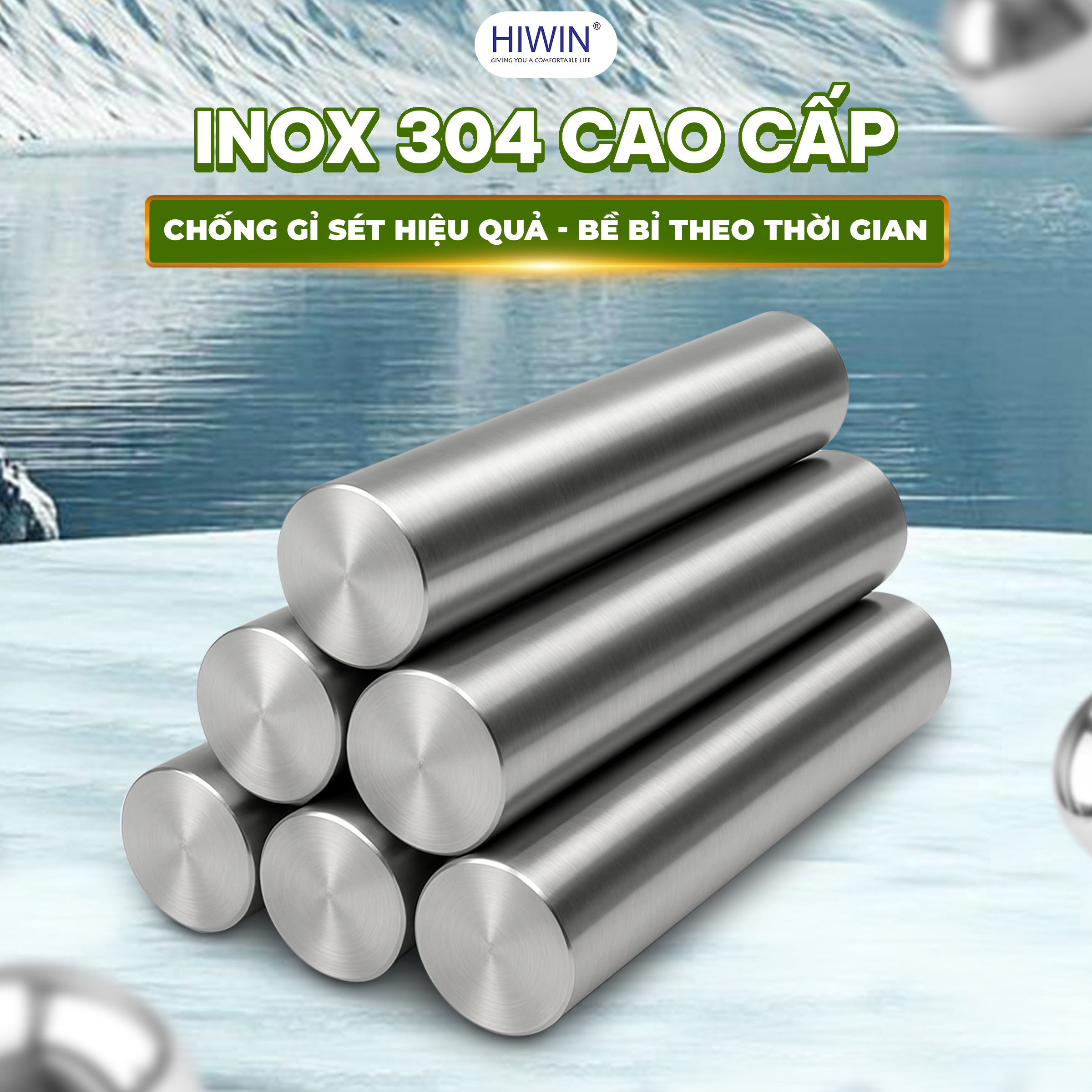 Vòi rửa bát 3 đường nước Hiwin KF-108 inox 304 bền bỉ
