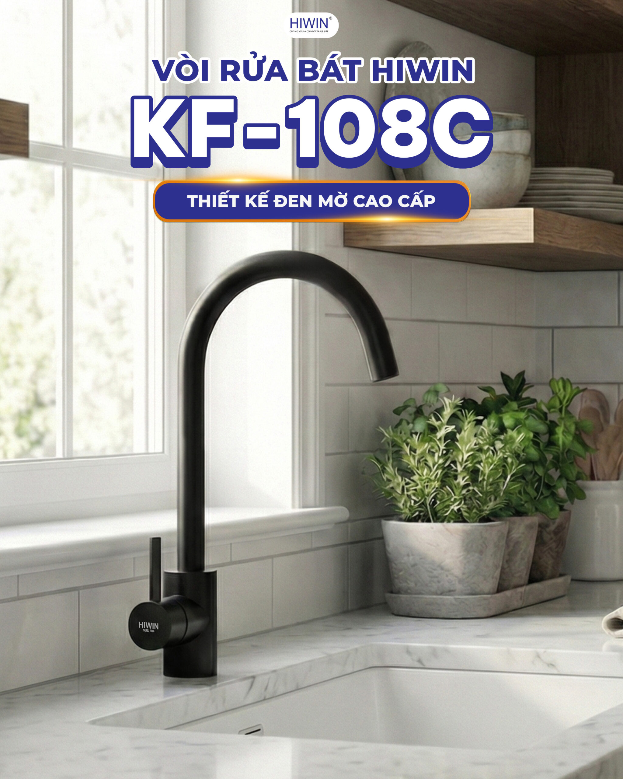 Vòi rửa bát nóng lạnh gắn chậu, xoay 360 độ tiện lợi