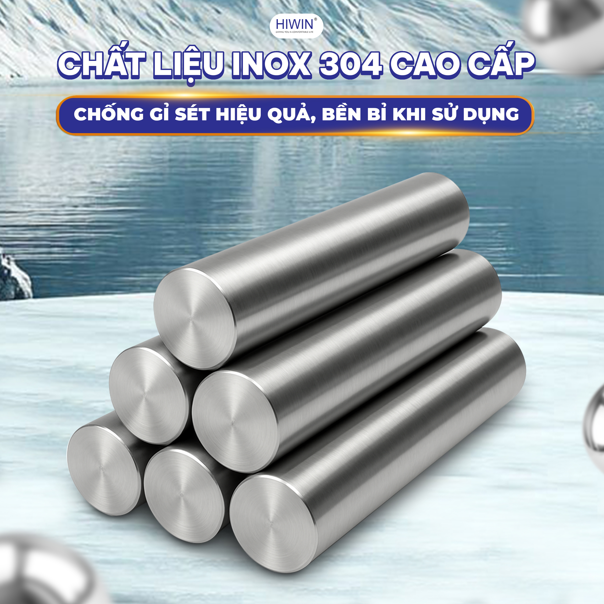 Chất liệu: Inox 304 cao cấp, chống gỉ tốt
