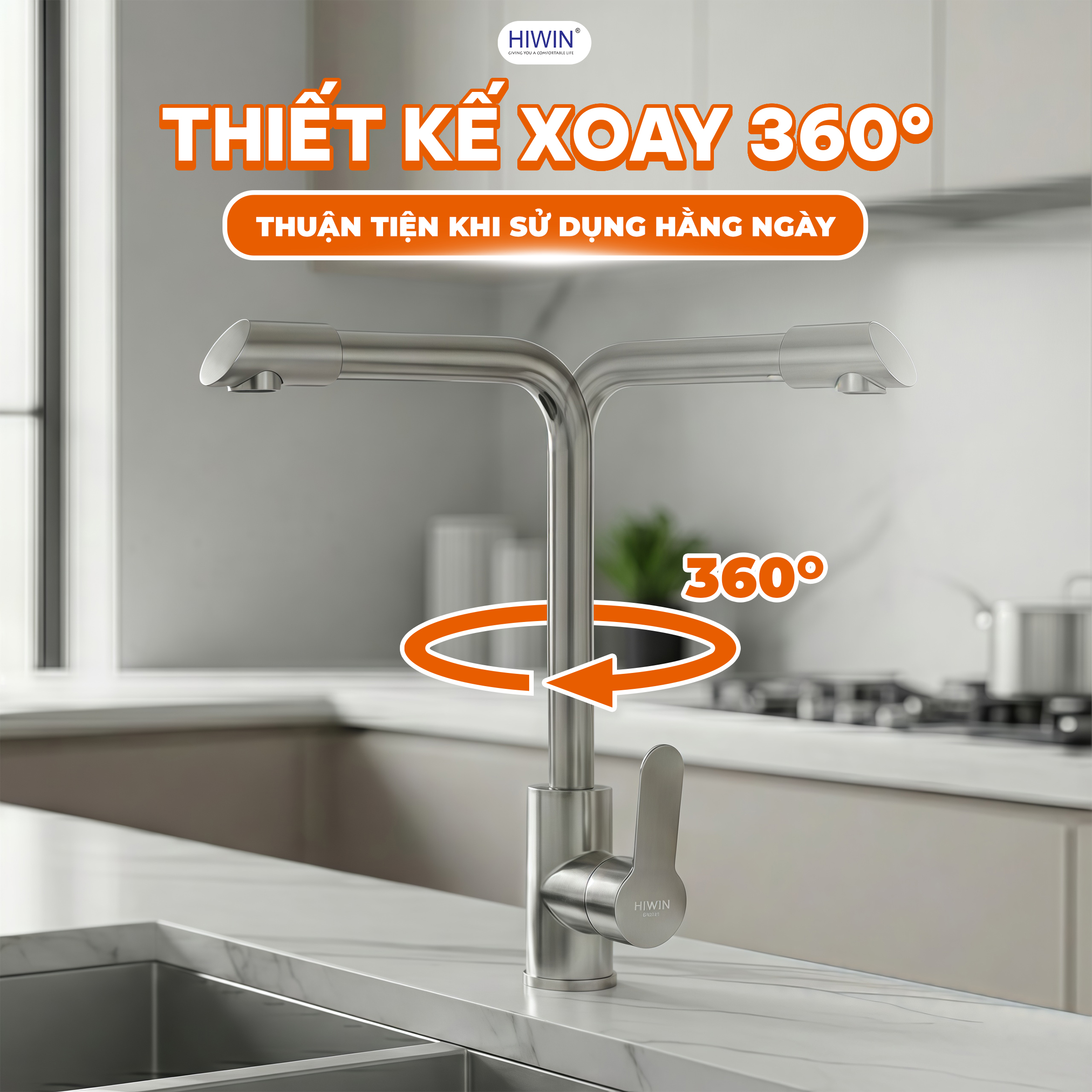 Vòi xoay 360 độ linh hoạt khi sử dụng