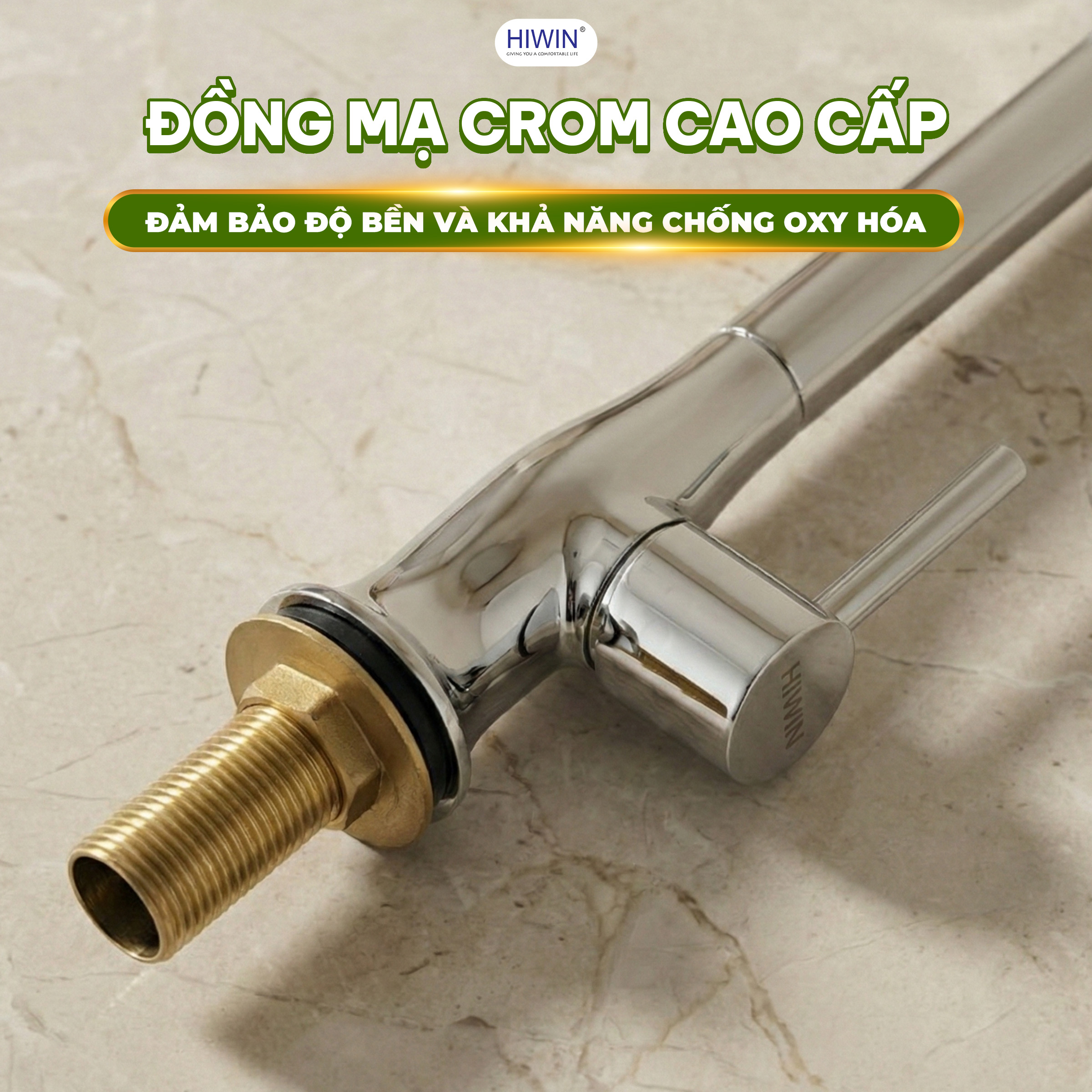 Vòi rửa chén 1 đường lạnh KF-D13 bằng đồng mạ crom cao cấp, chống gỉ tốt 