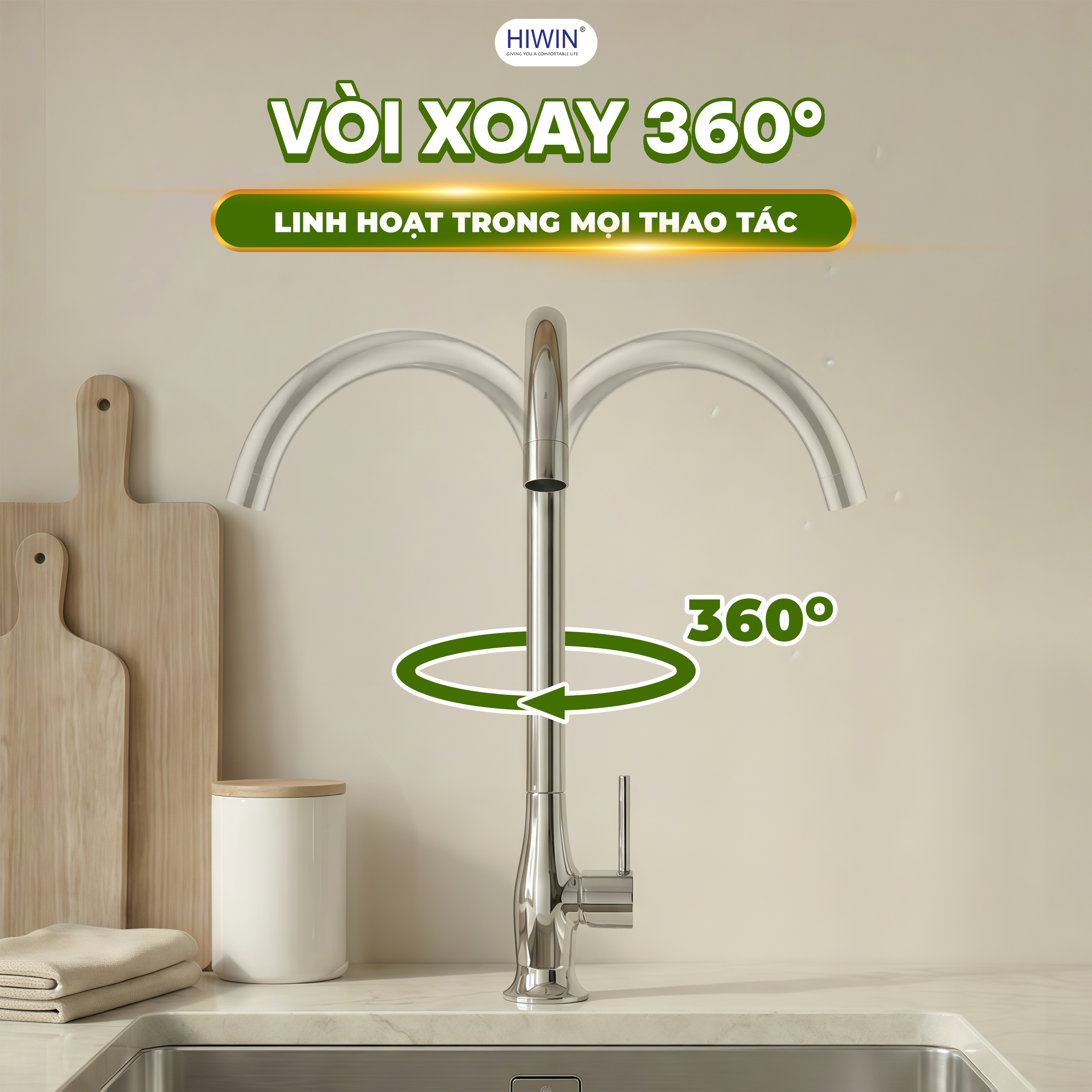 Vòi rửa chén bát xoay được 360 độ - sử dụng linh hoạt 
