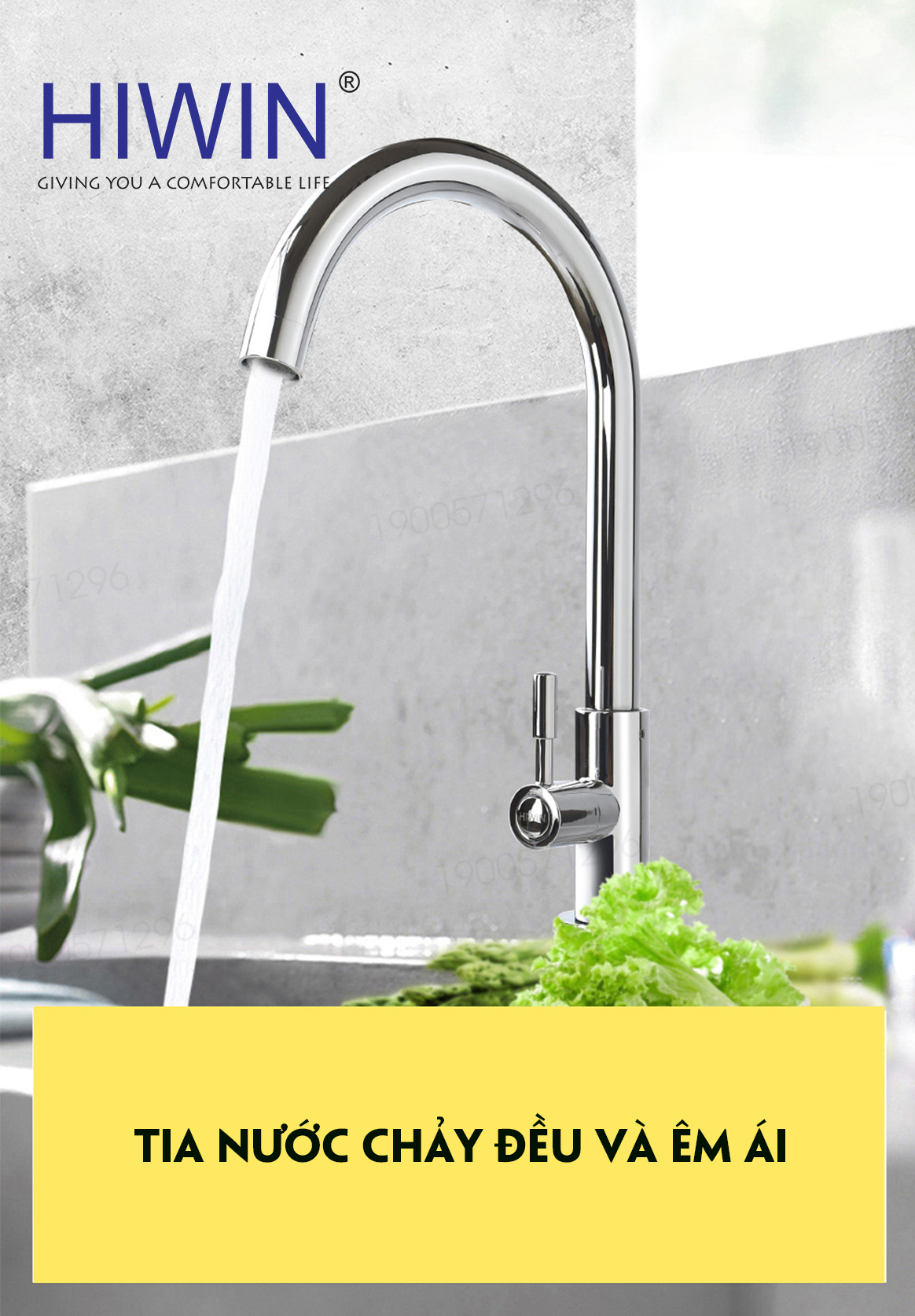 Đầu vòi có lưới tạo bọt khí, lọc sạch tạp chất, yên tâm sử dụng