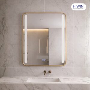 Gương lavabo hình chữ nhật M-V5979LD-P khung inox vàng xước cao cấp