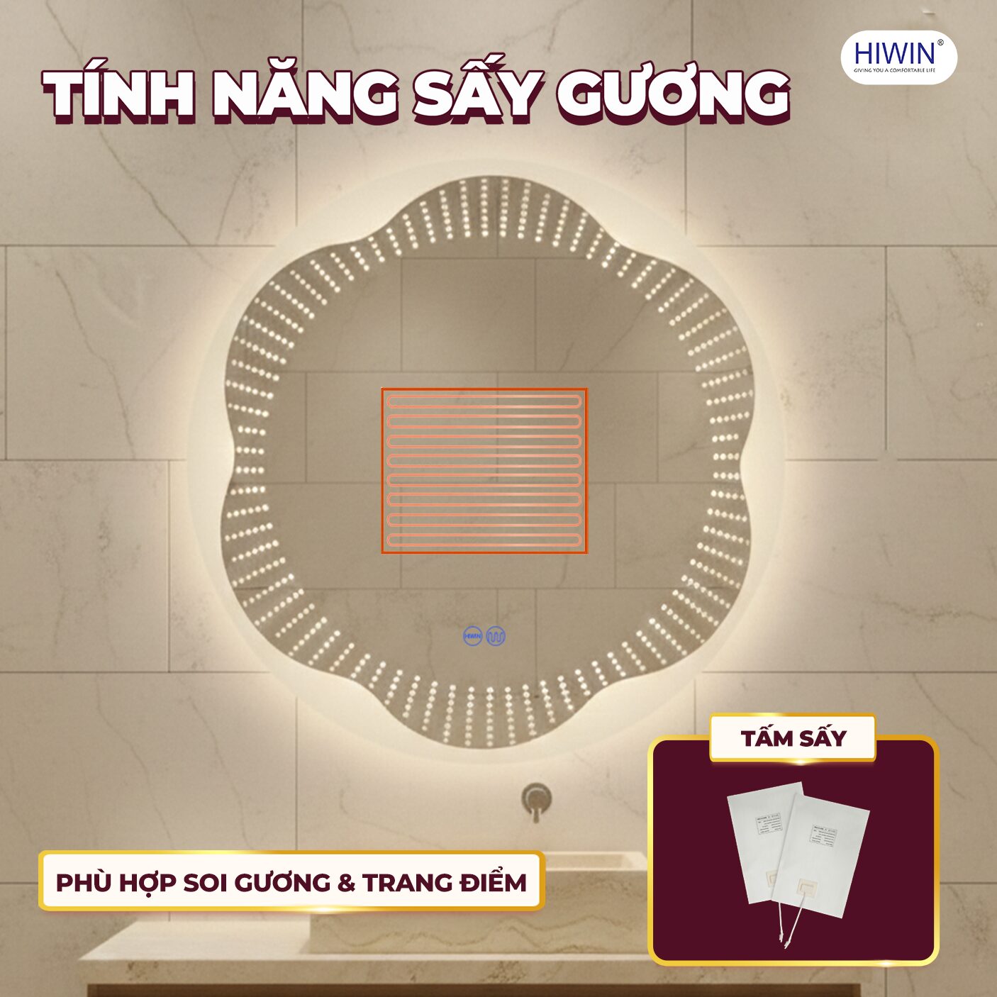 Giúp gương luôn rõ nét trong môi trường ẩm hơi nước 