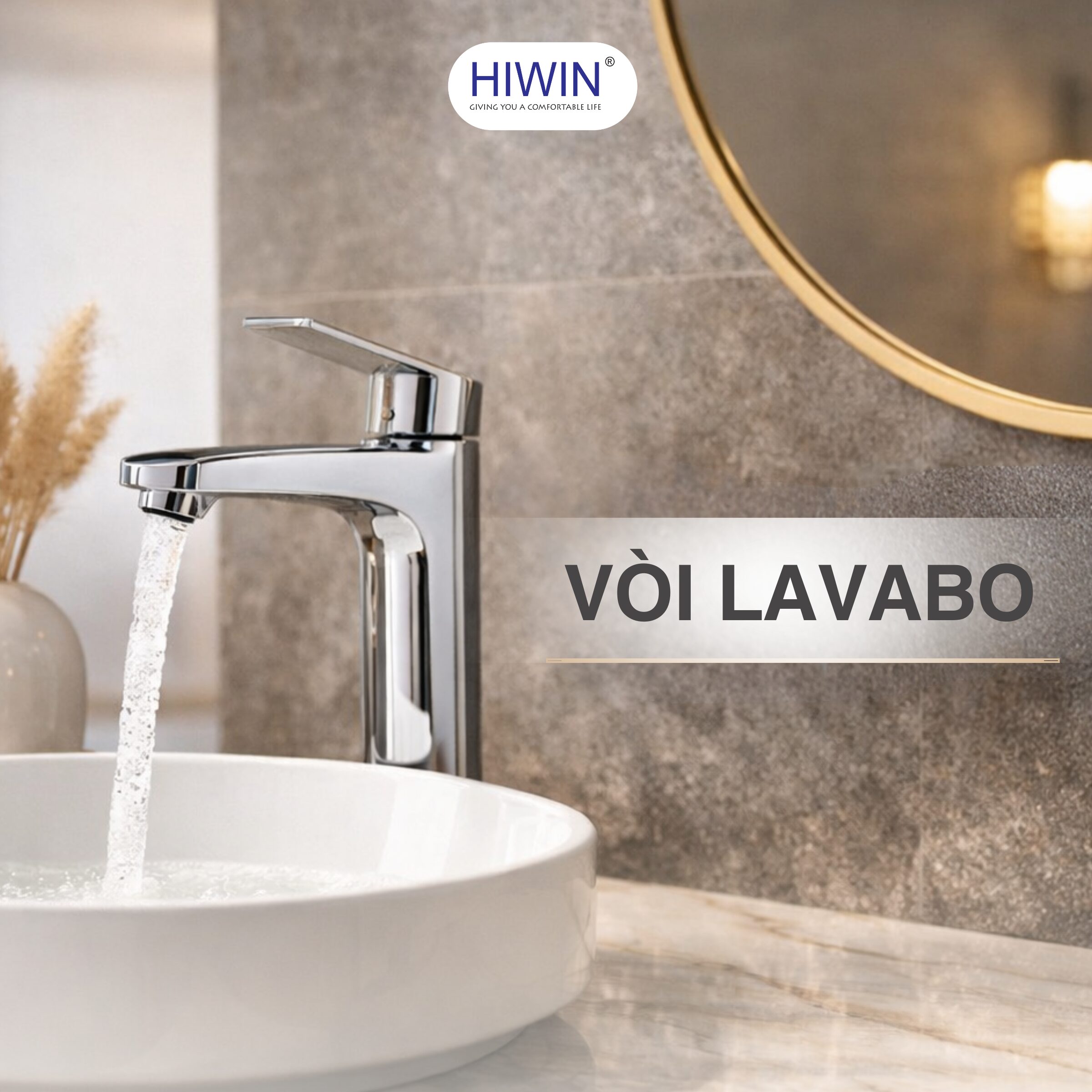 Vòi lavabo lắp trên chậu rửa mặt trong phòng tắm hiện đại