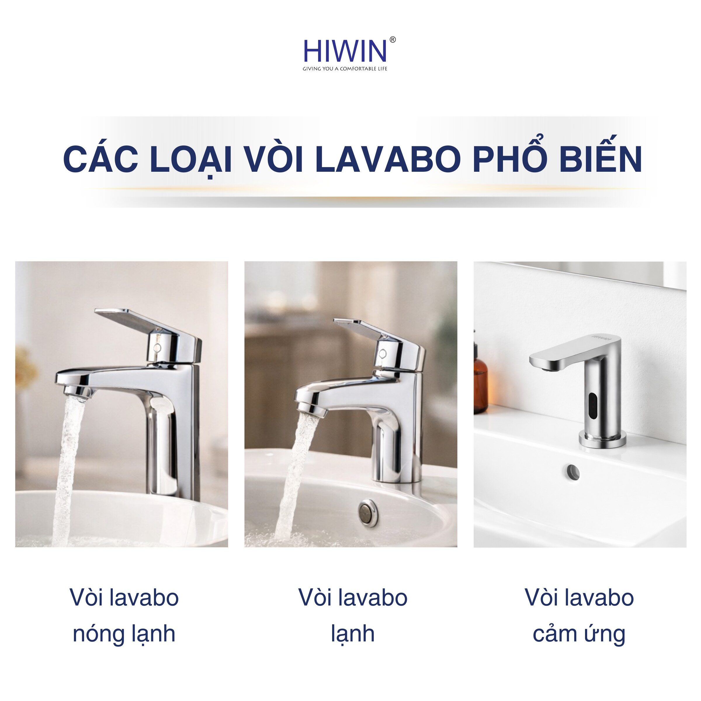 Có 3 loại vòi chậu rửa mặt phổ biến trên thị trường