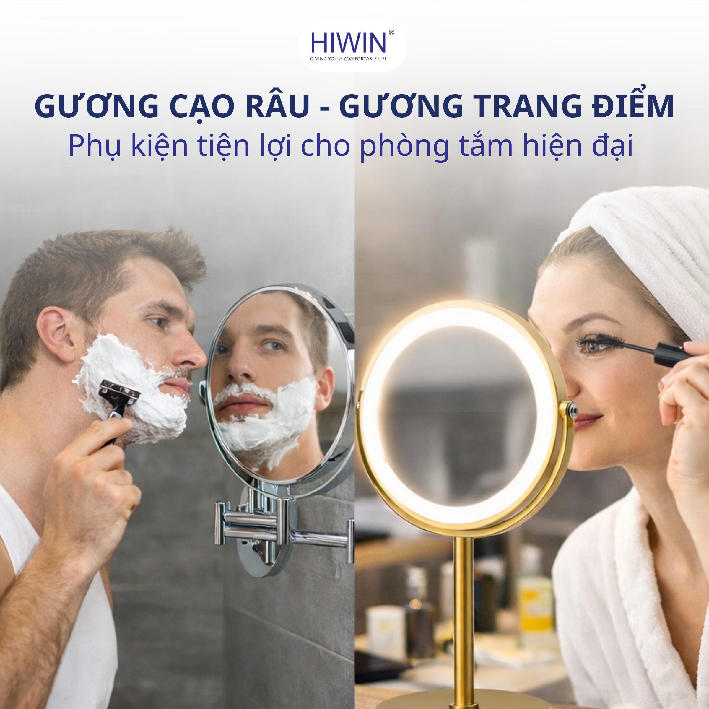 Gương cạo râu – gương trang điểm hỗ trợ chăm sóc cá nhân trong phòng tắm