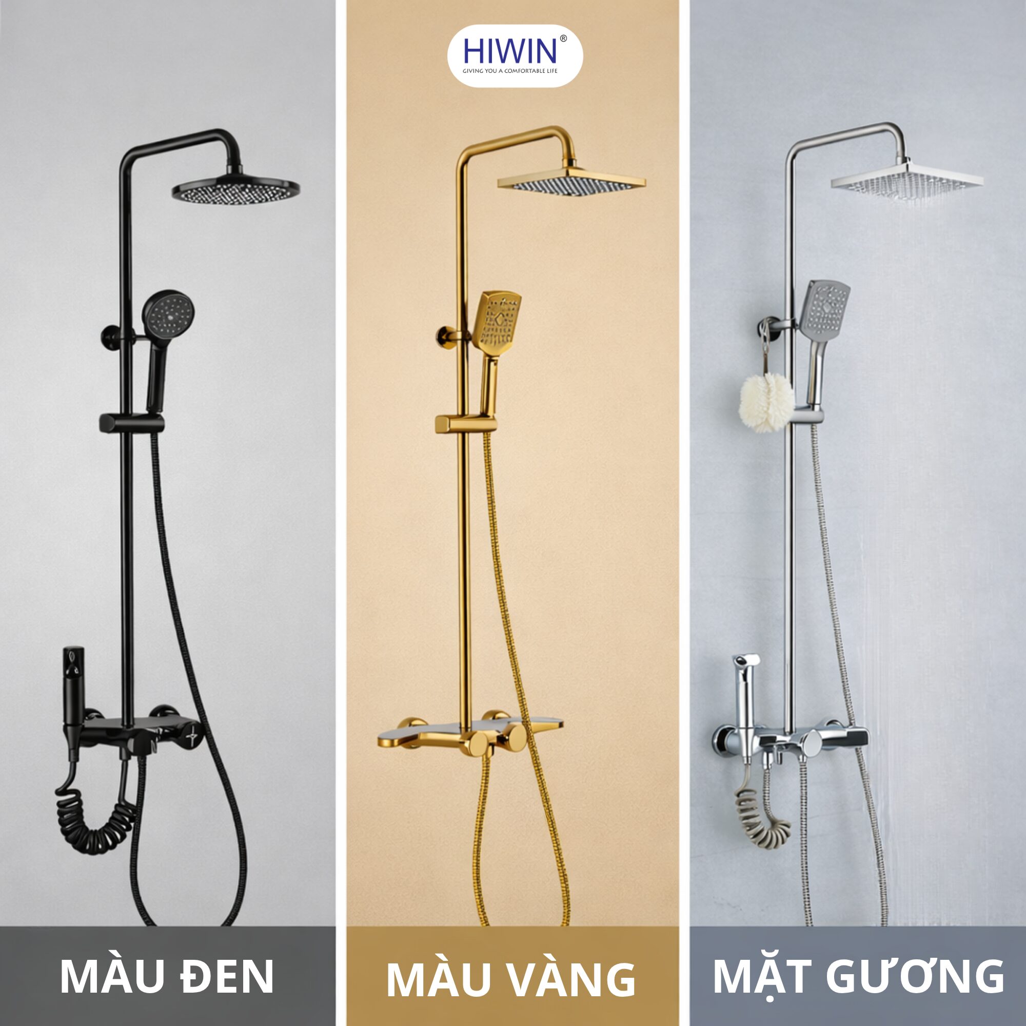 Vòi hoa sen nhiều màu sắc hiện đại dễ phối nội thất