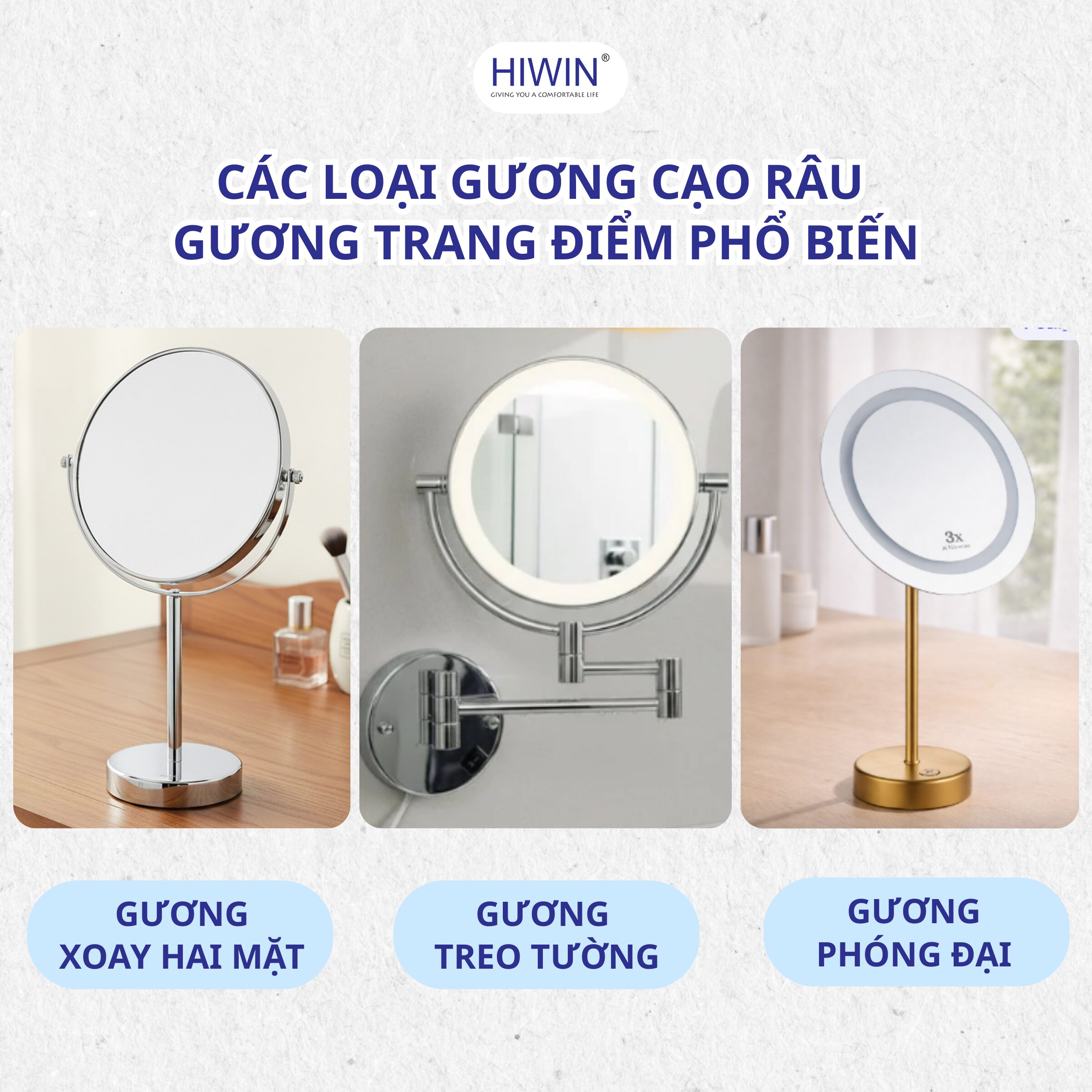 Các mẫu gương cạo râu và trang điểm phổ biến trong phòng tắm