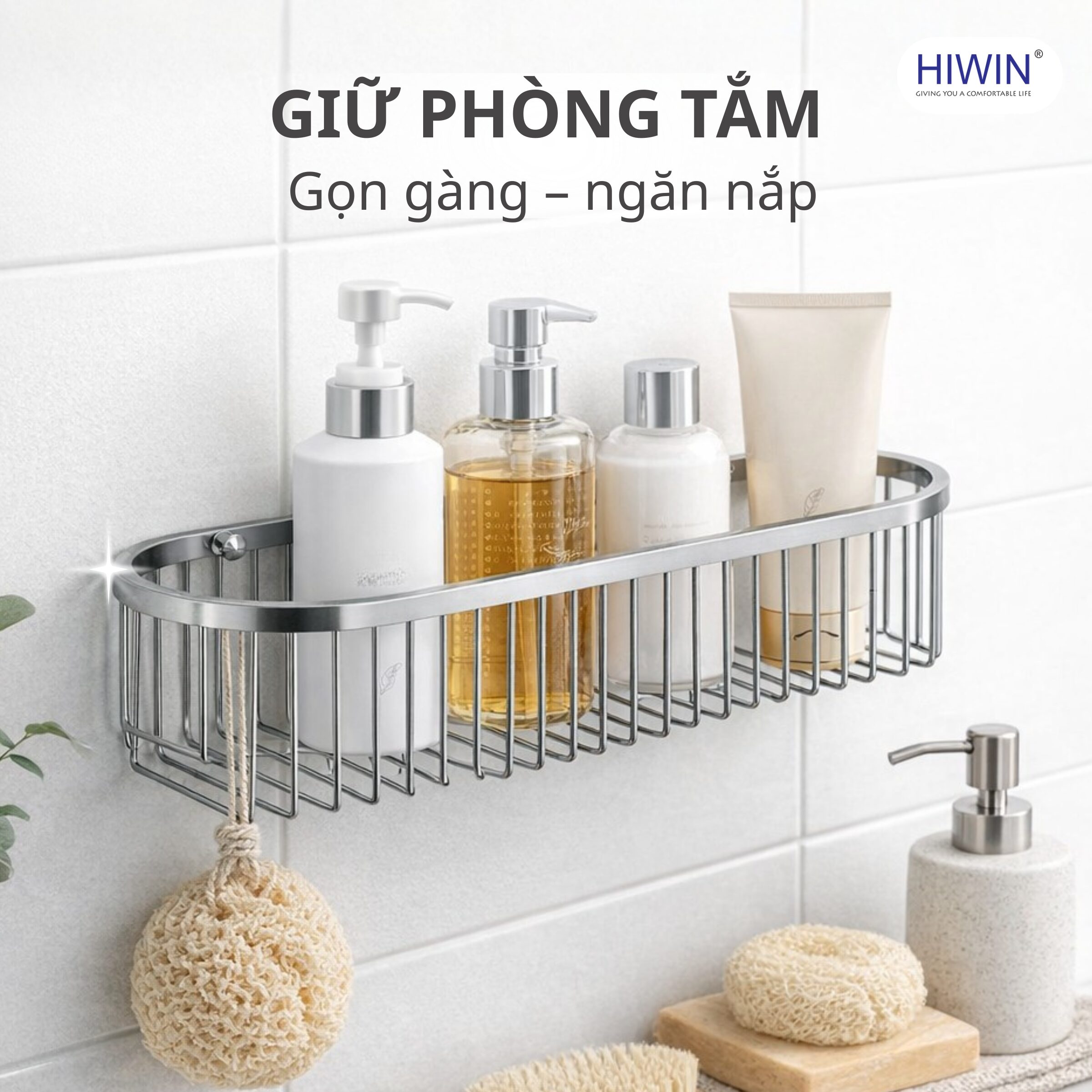 Giỏ đựng phòng tắm treo tường giúp tối ưu không gian phòng tắm hiện đại