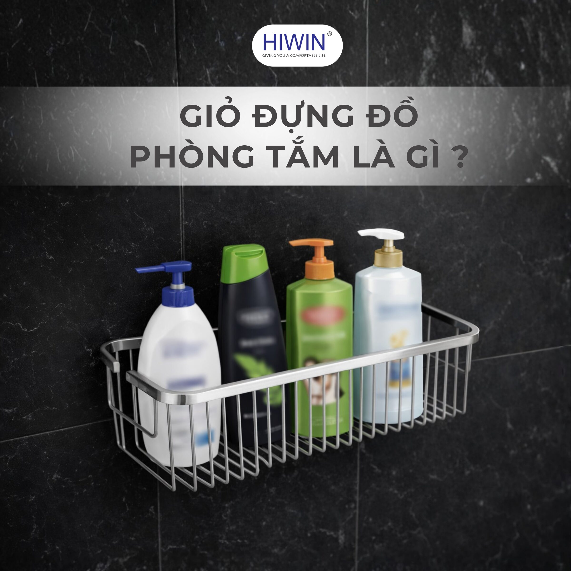 Giỏ đựng đồ nhà tắm treo tường giúp lưu trữ vật dụng phòng tắm gọn gàng và tiện lợi