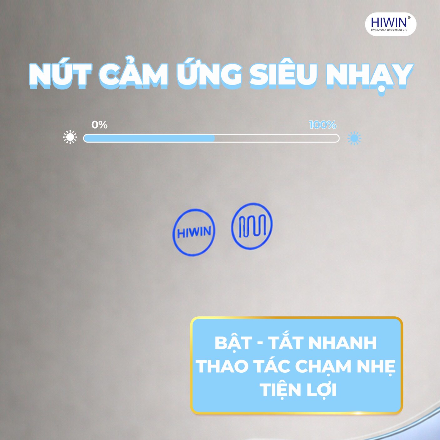 Gương điện cảm ứng với nút chạm giúp bật tắt đèn LED nhanh chóng và tiện lợi