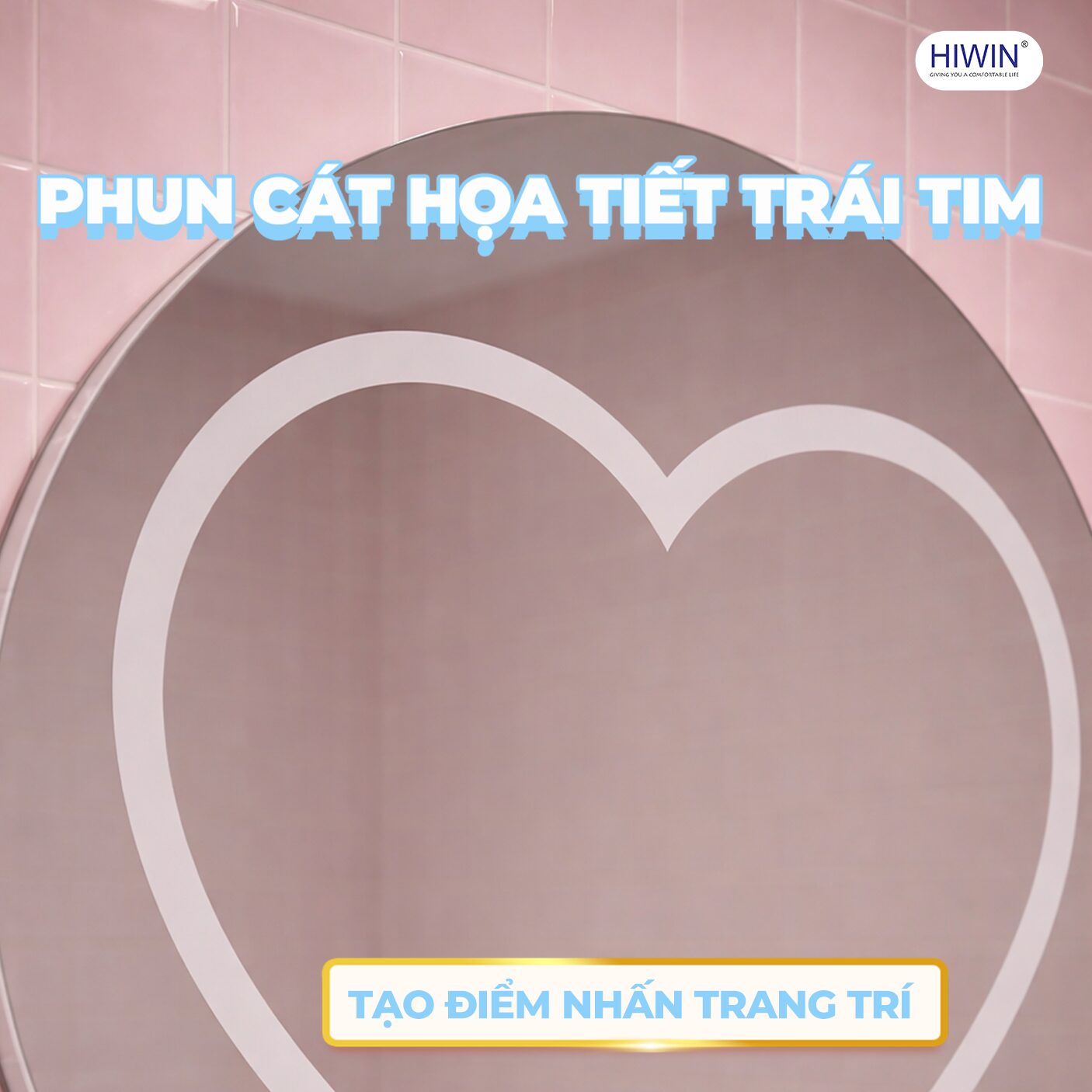 Họa tiết phun cát hình trái tim kết hợp ánh sáng LED tạo điểm nhấn thẩm mỹ