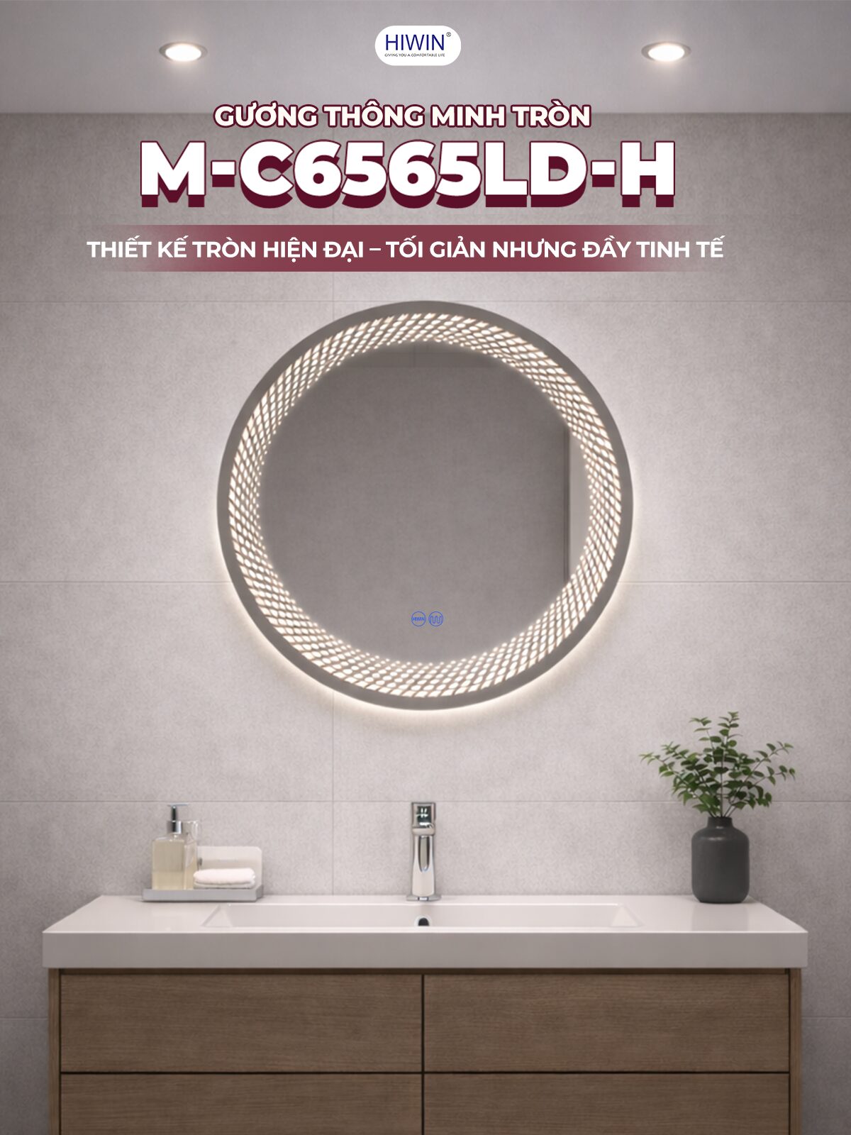 Gương tròn led M-C6565LD-H – điểm nhấn tinh tế cho không gian phòng tắm