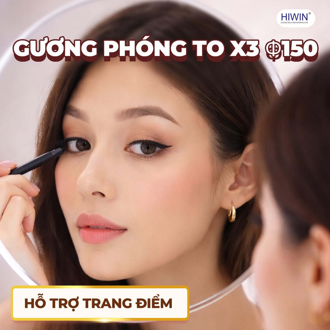 Gương phóng đại X3 tích hợp giúp soi chi tiết khuôn mặt thuận tiện khi trang điểm và chăm sóc cá nhân