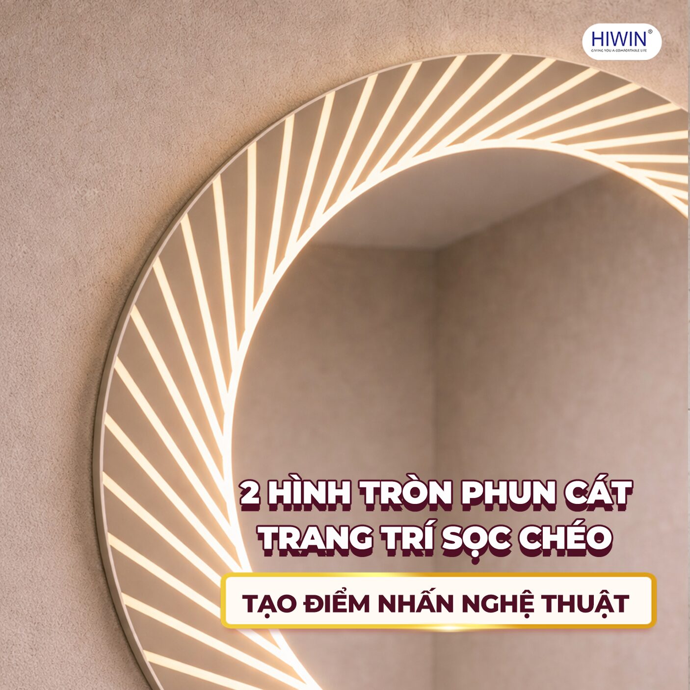 Chi tiết phun cát nghệ thuật kết hợp ánh sáng LED tinh tế