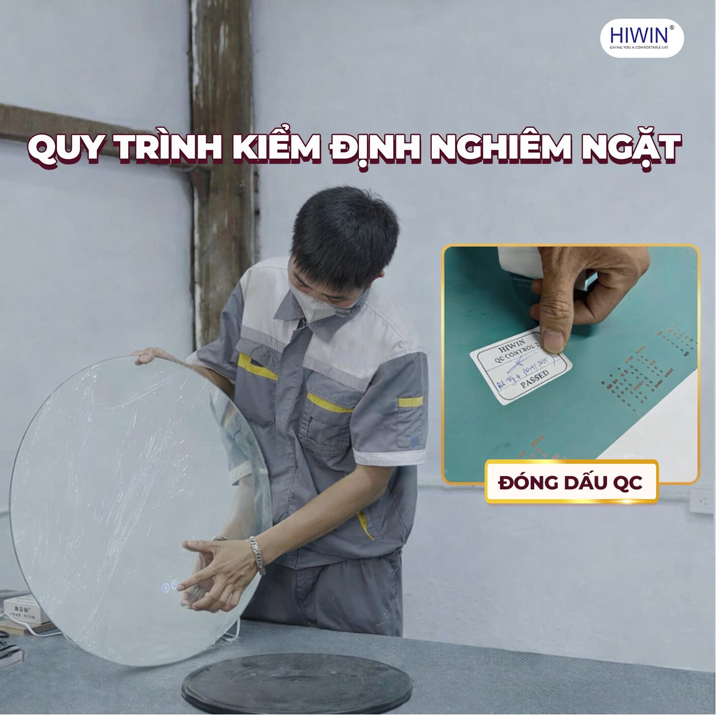 Kiểm tra đảm bảo chất lượng gương trước khi xuất xưởng 