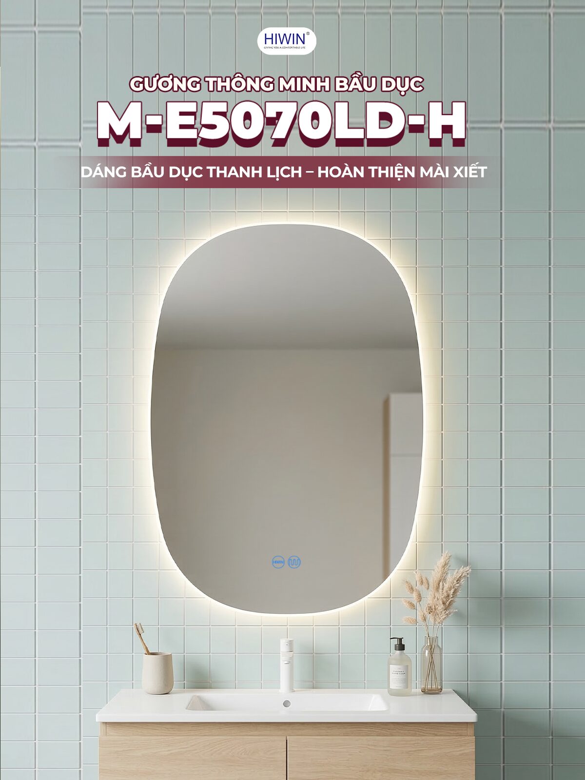 Gương treo nhà tắm kiểu dáng tinh tế cho không gian sang trọng