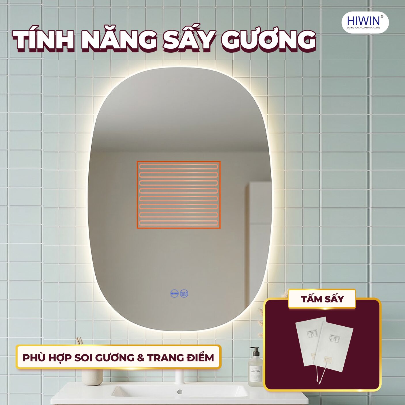 Công nghệ sấy gương tiện lợi chống bám hơi nước hiệu quả 