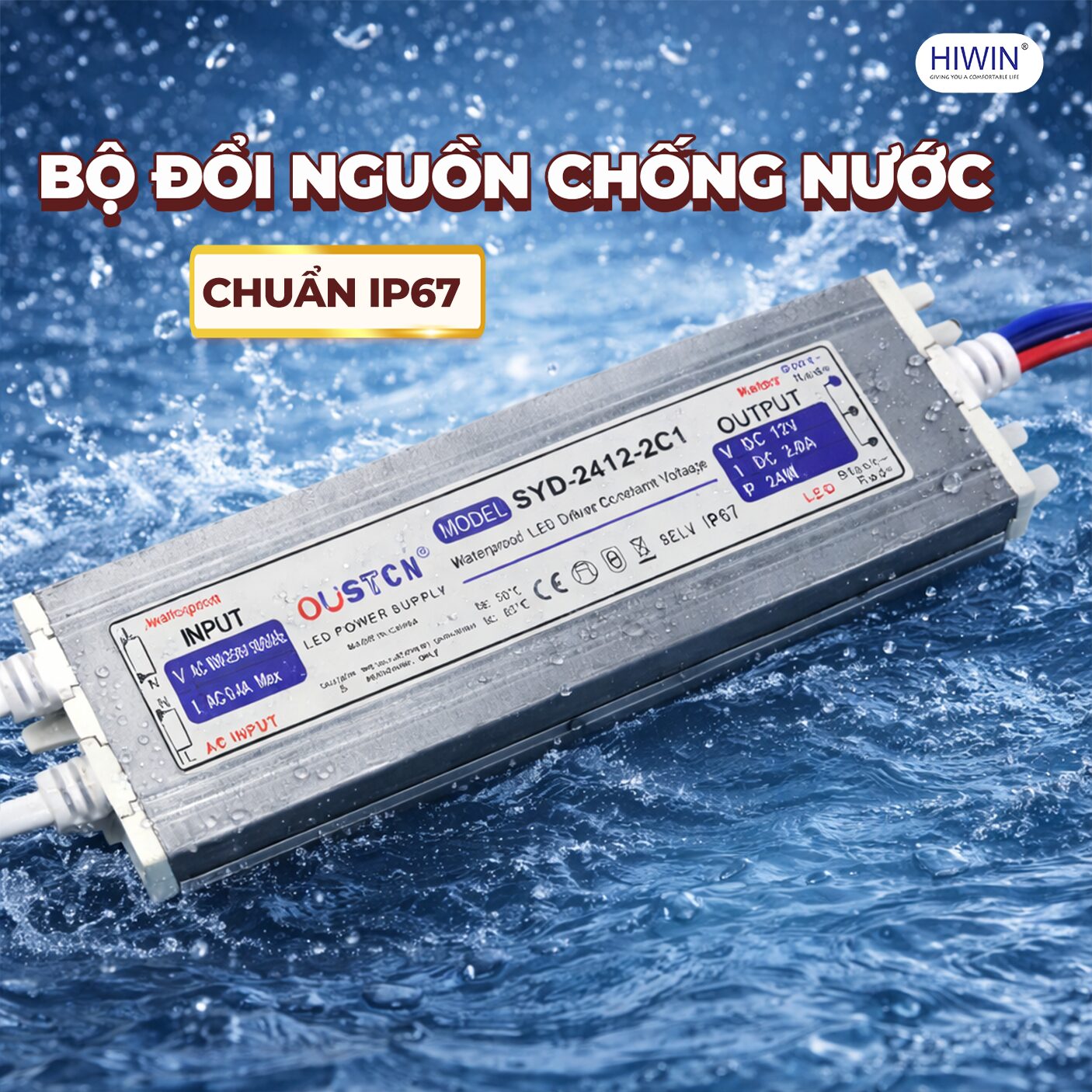 Bộ nguồn đạt chuẩn IP67 chống nước an toàn